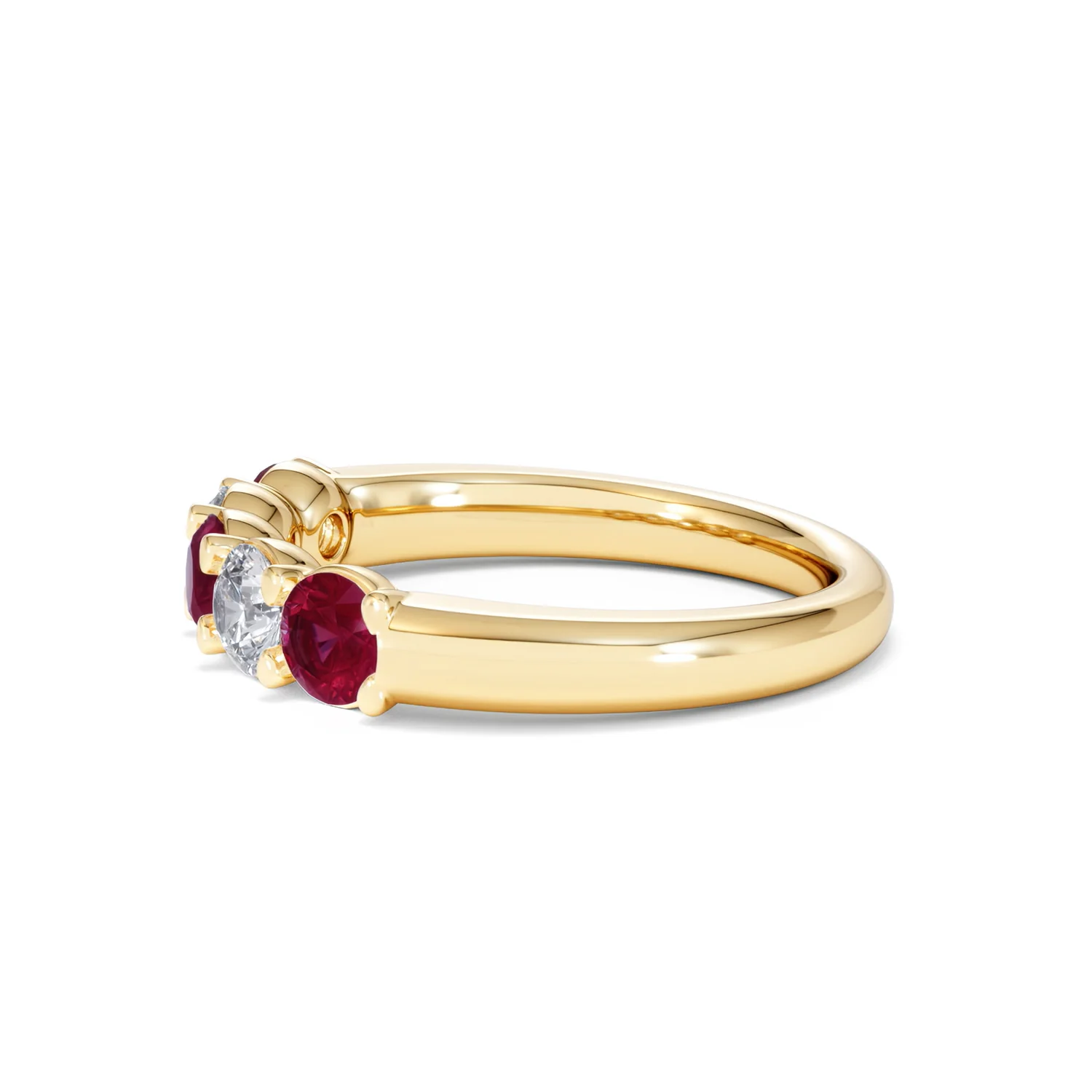 Solene 0.75ct Round Cut Lab Ruby and Lab Diamond Half Eternity Ring in 18K Yellow Gold - Image 71