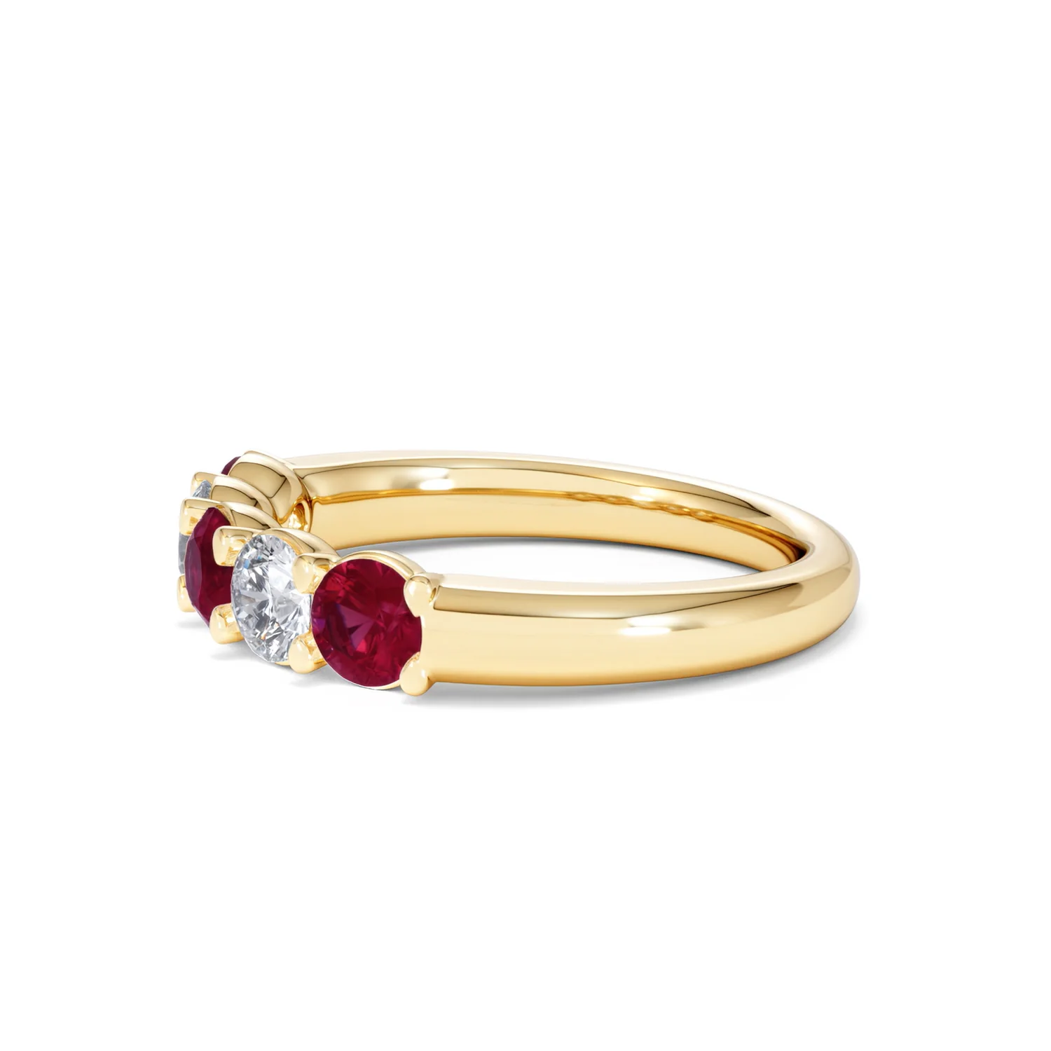Solene 0.75ct Round Cut Lab Ruby and Lab Diamond Half Eternity Ring in 18K Yellow Gold - Image 73