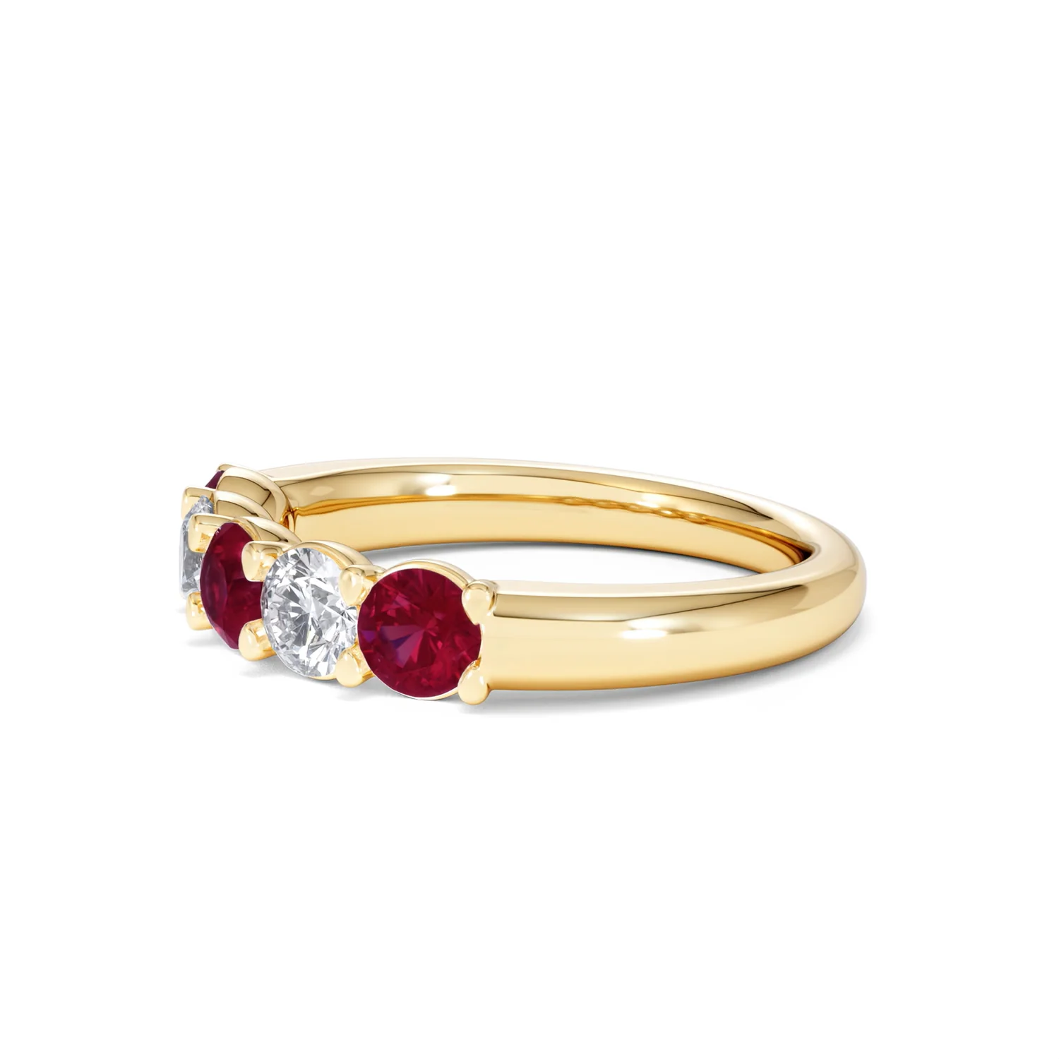 Solene 0.75ct Round Cut Lab Ruby and Lab Diamond Half Eternity Ring in 18K Yellow Gold - Image 75