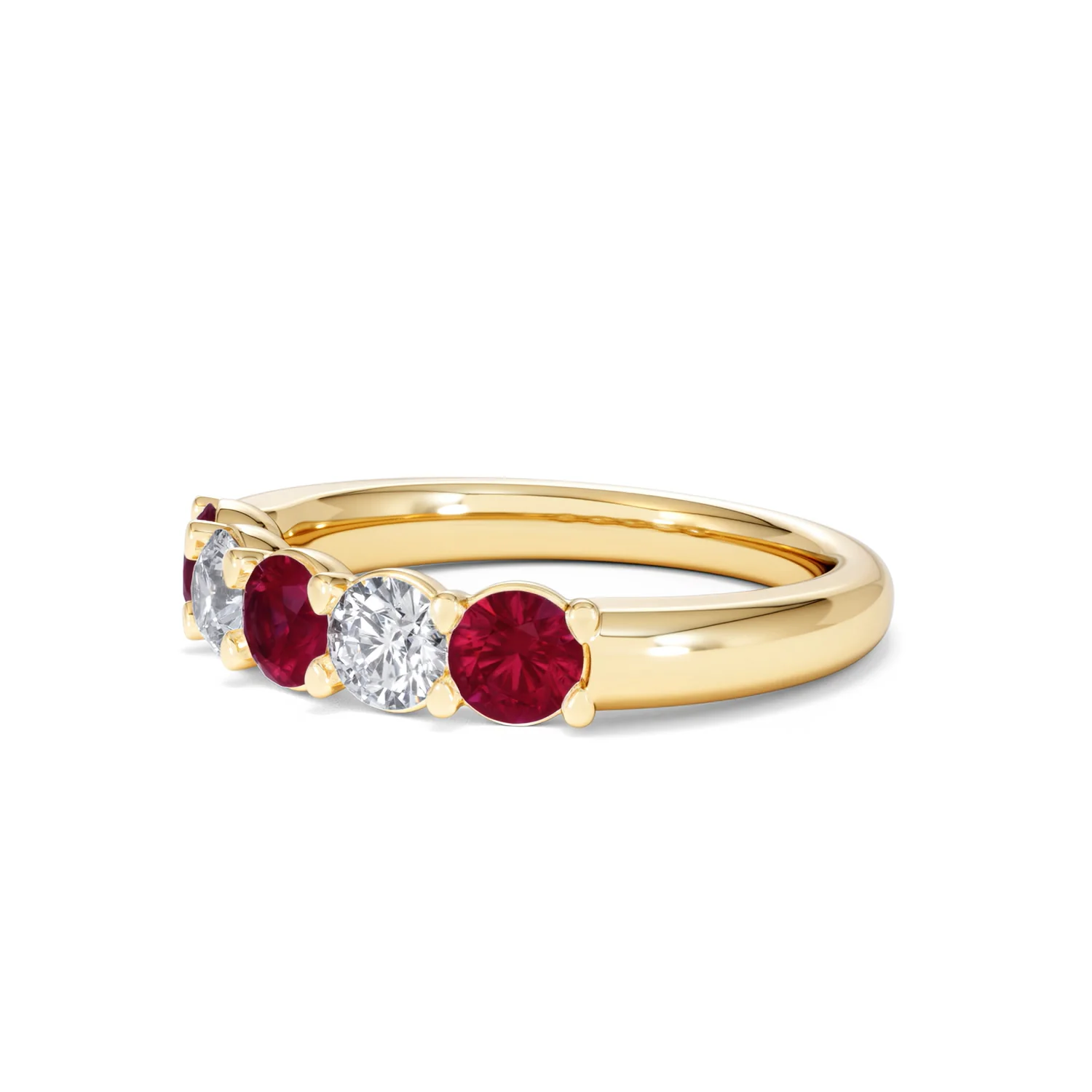 Solene 0.75ct Round Cut Lab Ruby and Lab Diamond Half Eternity Ring in 18K Yellow Gold - Image 78