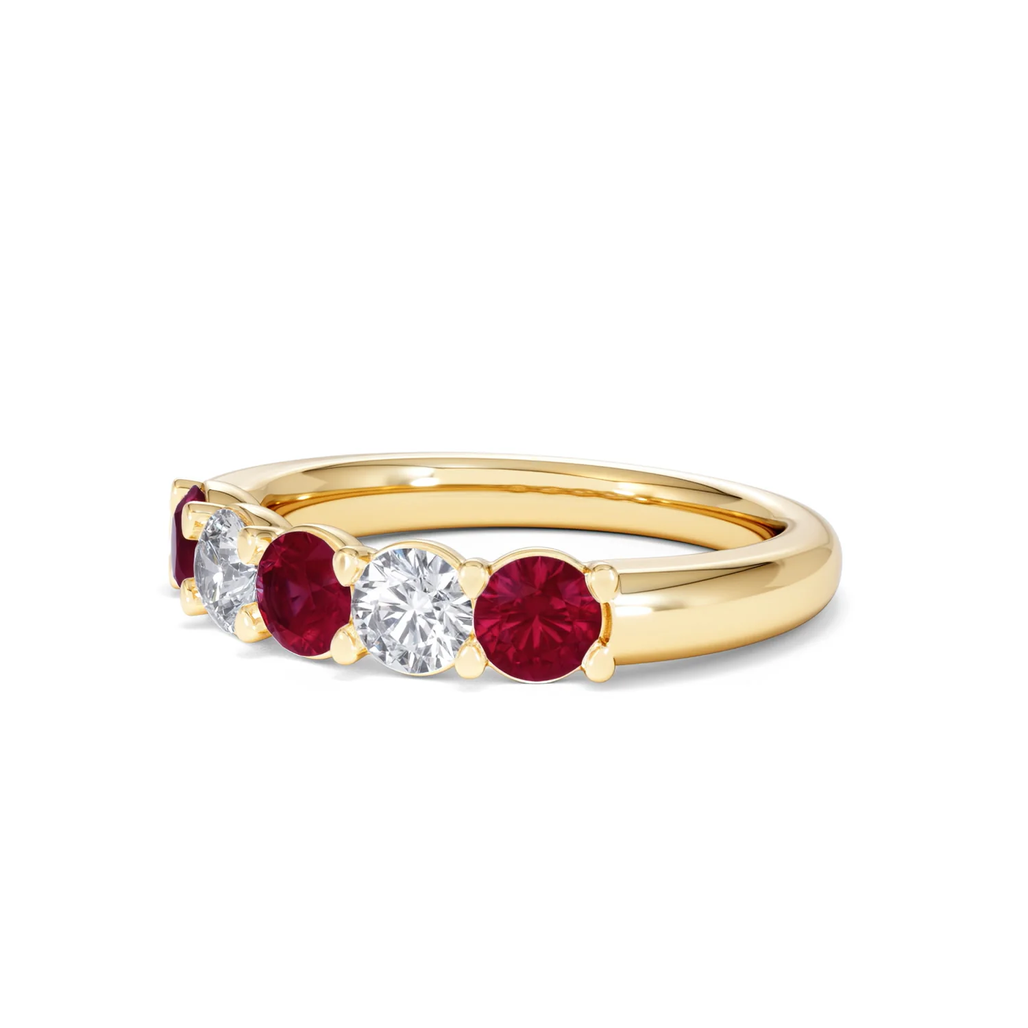 Solene 0.75ct Round Cut Lab Ruby and Lab Diamond Half Eternity Ring in 18K Yellow Gold - Image 80