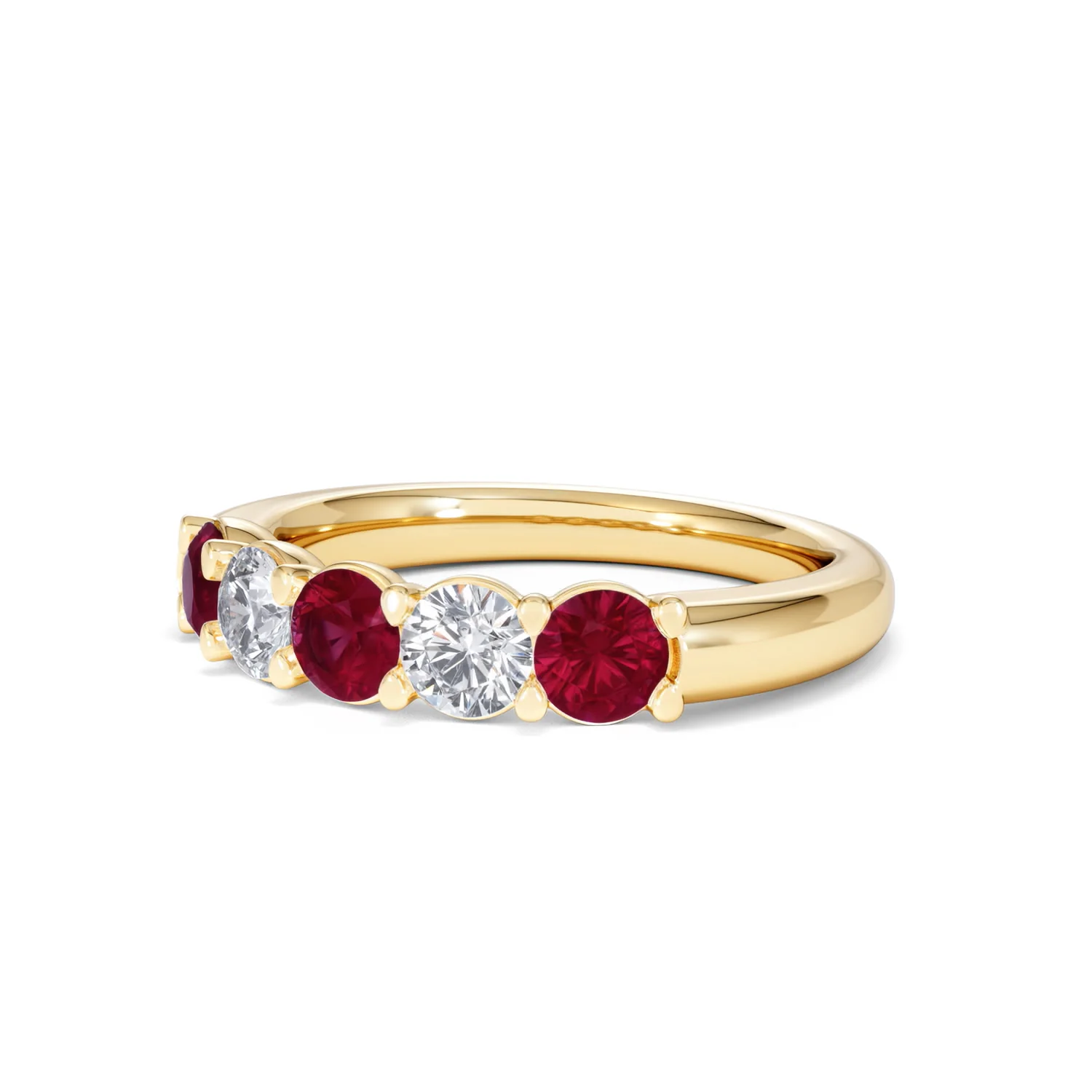 Solene 0.75ct Round Cut Lab Ruby and Lab Diamond Half Eternity Ring in 18K Yellow Gold - Image 81