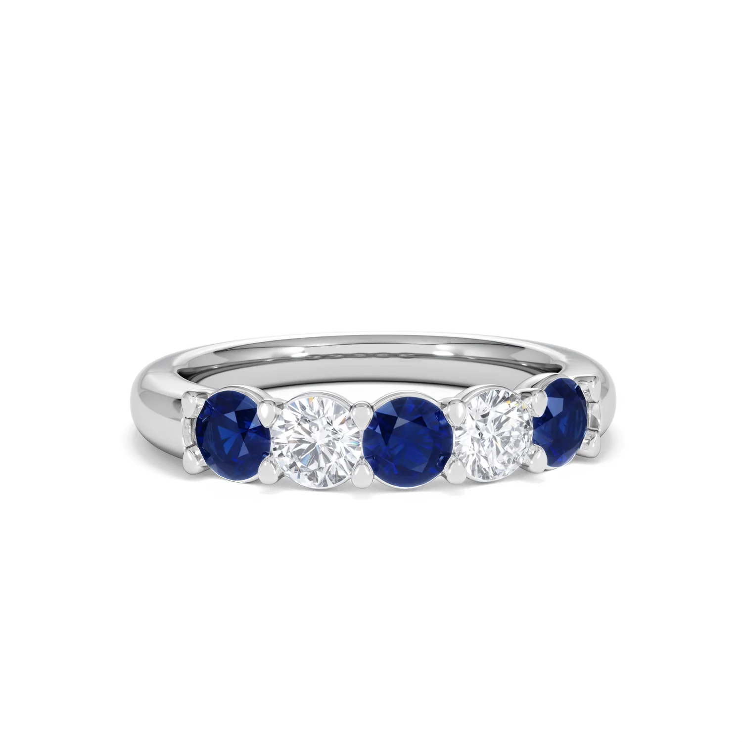 Solene 0.75ct Round Cut Lab Sapphire and Lab Diamond Half Eternity Ring in 18K White Gold - Image 11