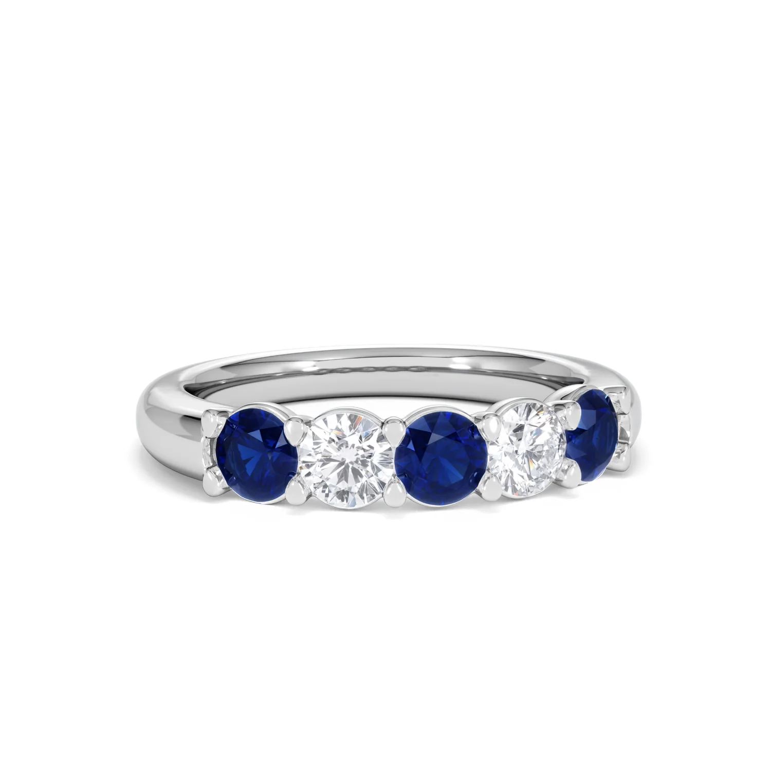 Solene 0.75ct Round Cut Lab Sapphire and Lab Diamond Half Eternity Ring in 18K White Gold - Image 12