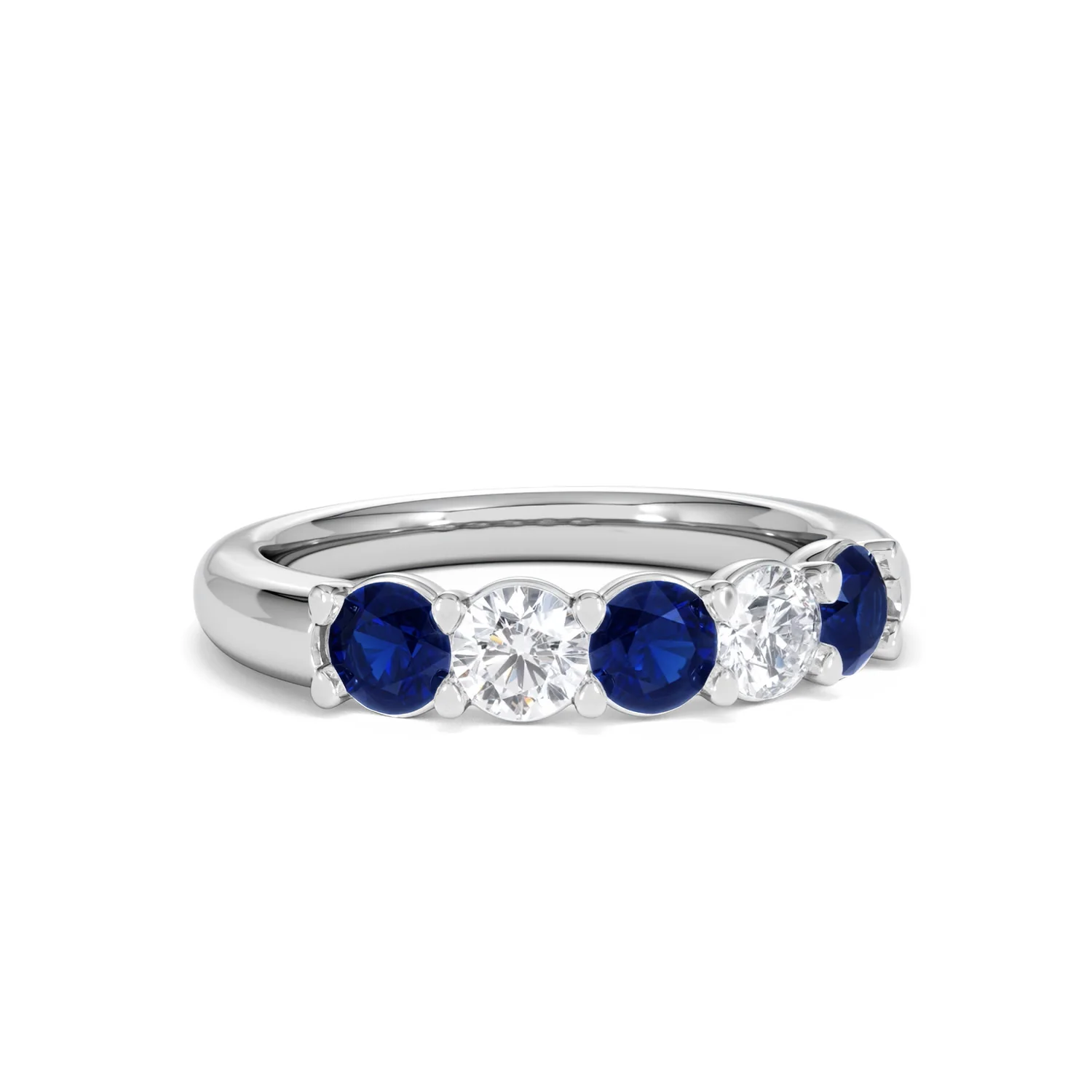 Solene 0.75ct Round Cut Lab Sapphire and Lab Diamond Half Eternity Ring in 18K White Gold - Image 13