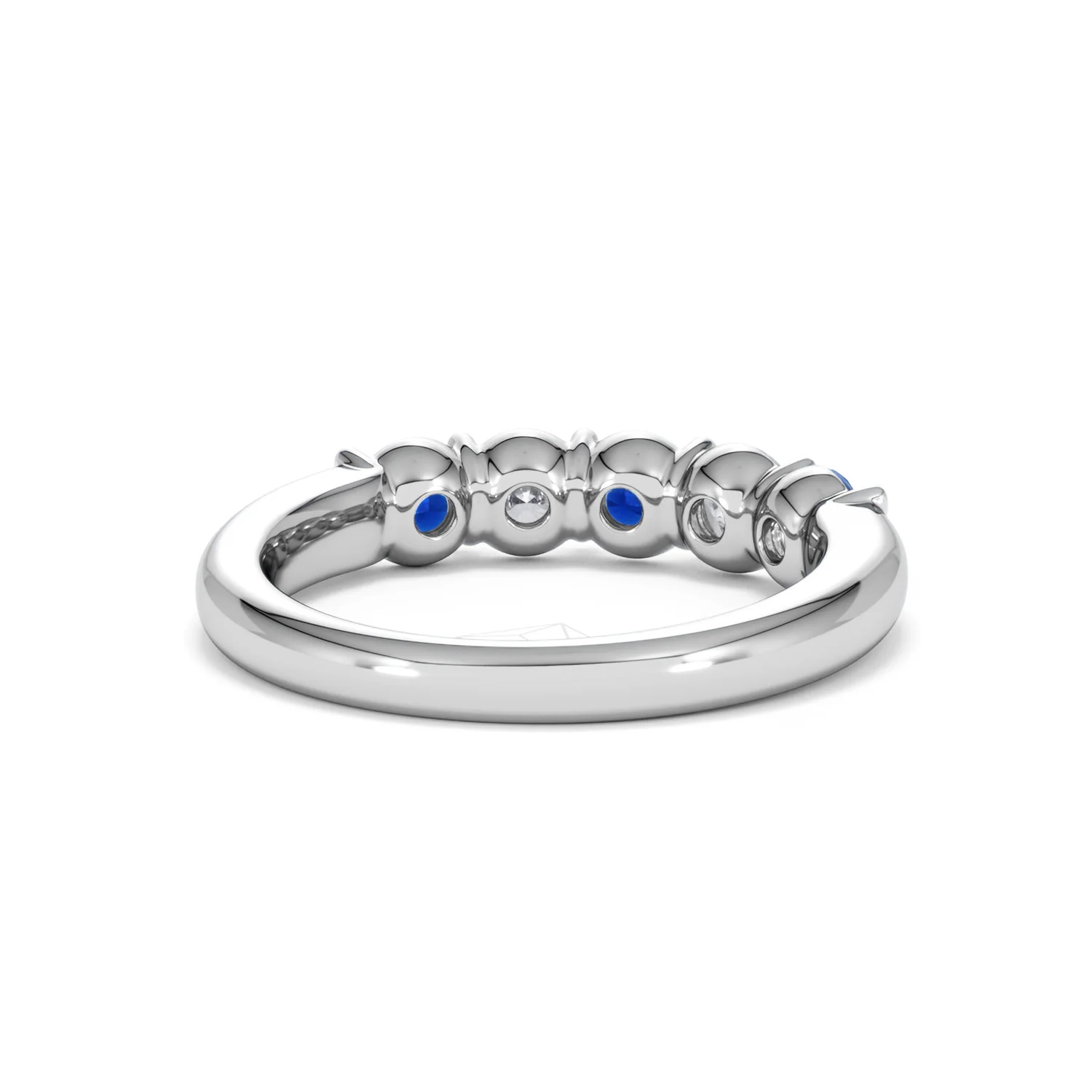 Solene 0.75ct Round Cut Lab Sapphire and Lab Diamond Half Eternity Ring in 18K White Gold - Image 45