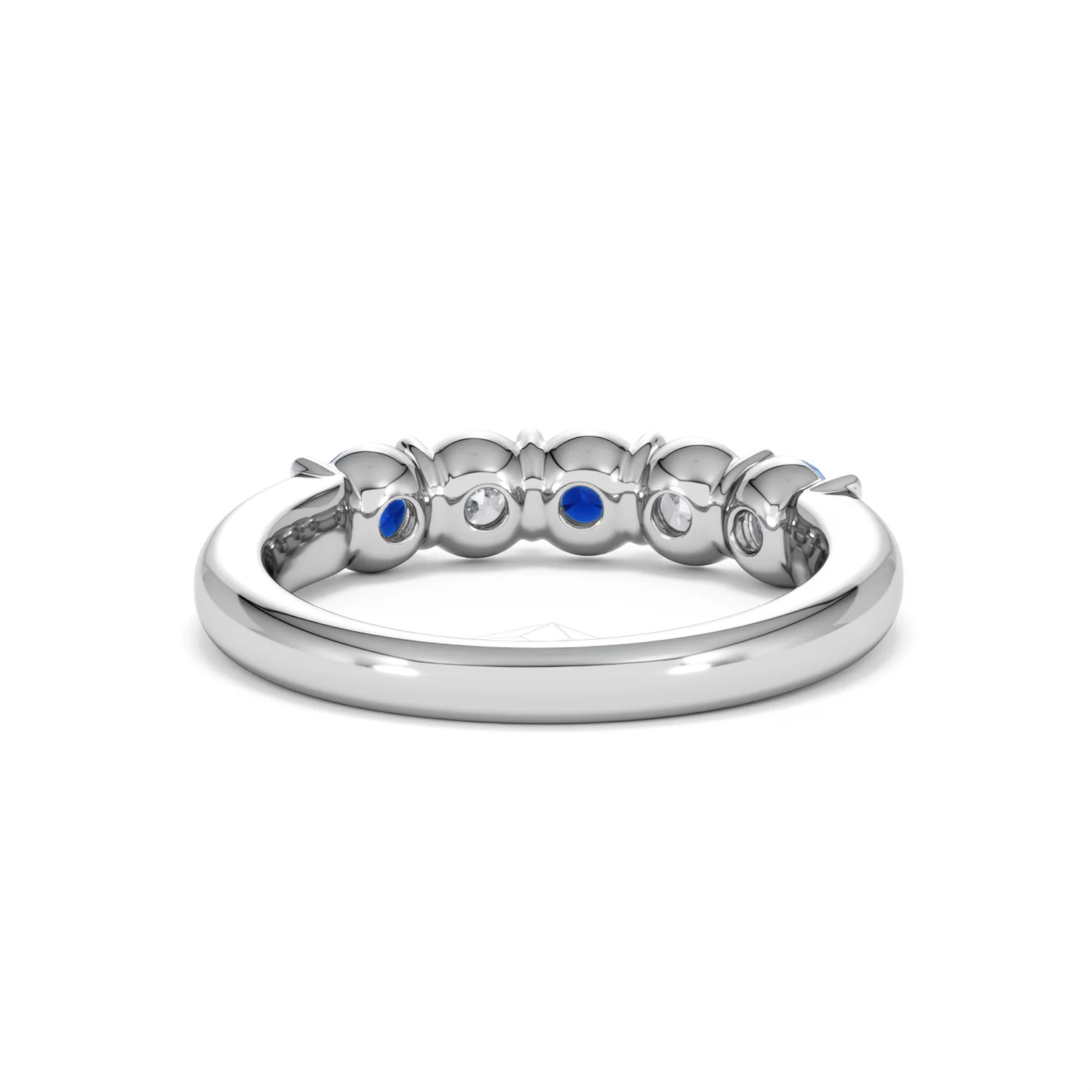 Solene 0.75ct Round Cut Lab Sapphire and Lab Diamond Half Eternity Ring in 18K White Gold - Image 47