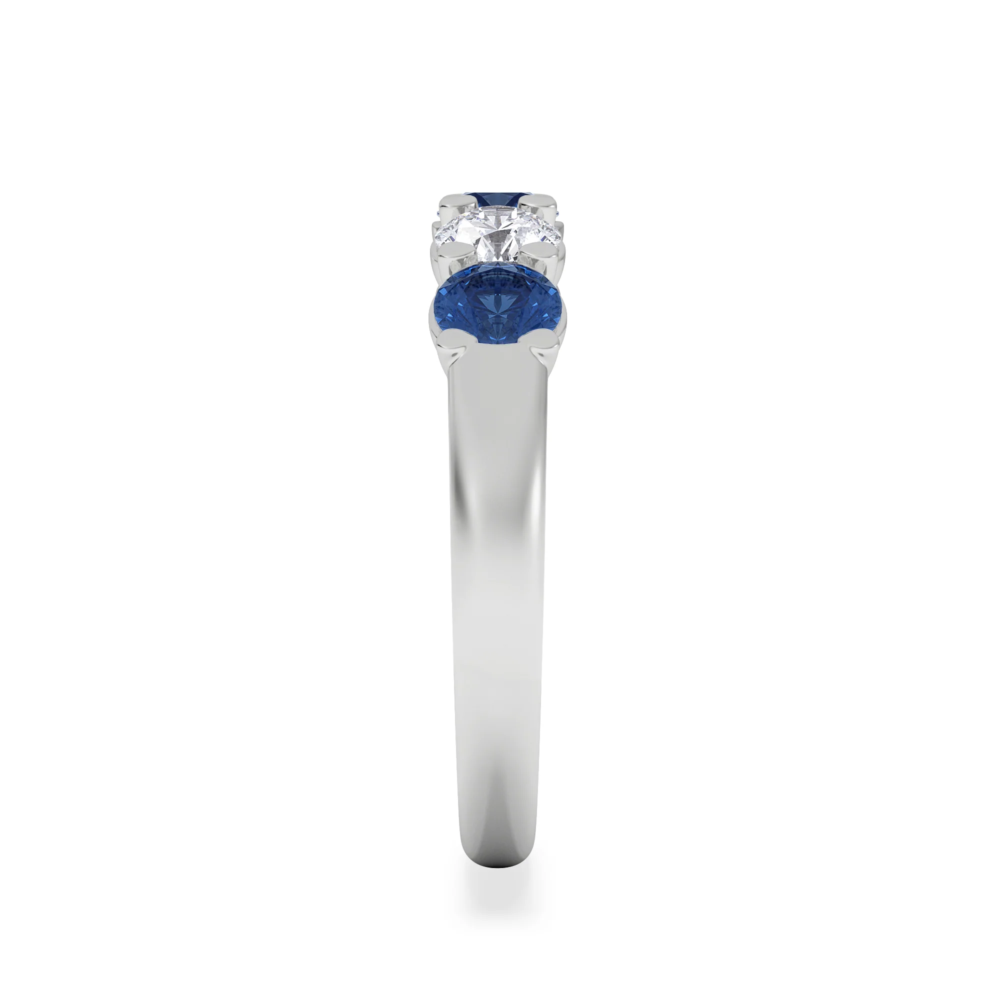 Solene 0.75ct Round Cut Lab Sapphire and Lab Diamond Half Eternity Ring in 18K White Gold - Image 5
