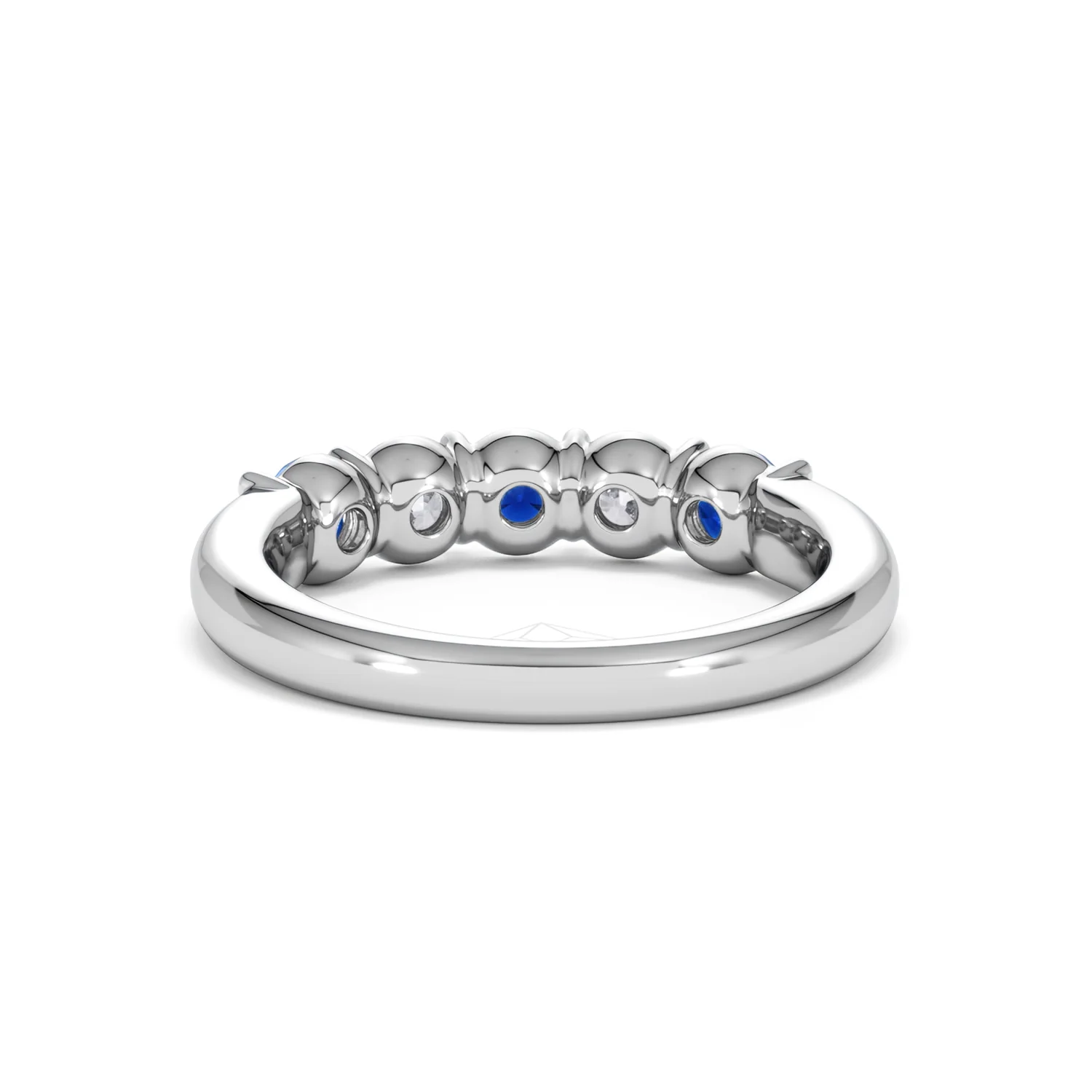 Solene 0.75ct Round Cut Lab Sapphire and Lab Diamond Half Eternity Ring in 18K White Gold - Image 50