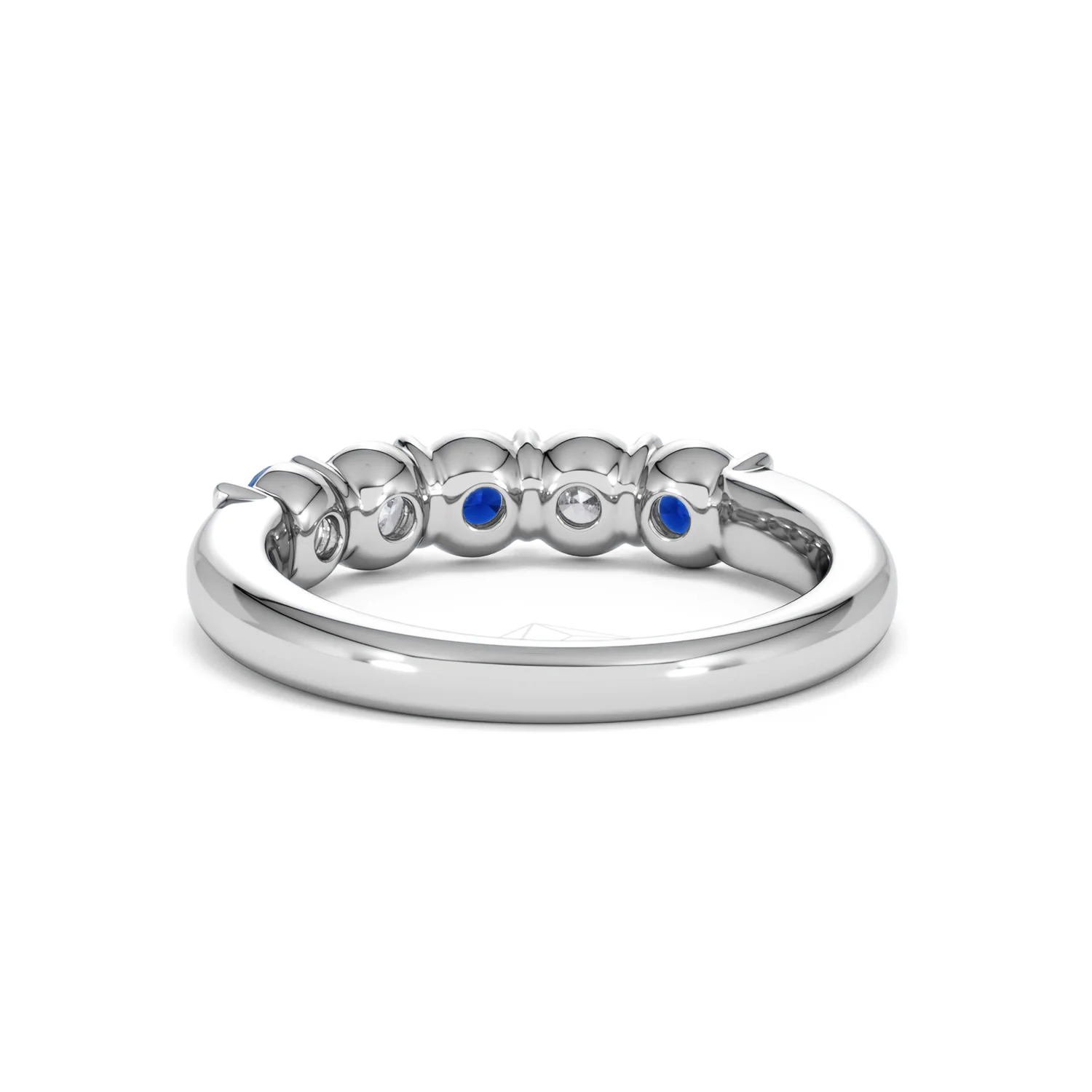 Solene 0.75ct Round Cut Lab Sapphire and Lab Diamond Half Eternity Ring in 18K White Gold - Image 52