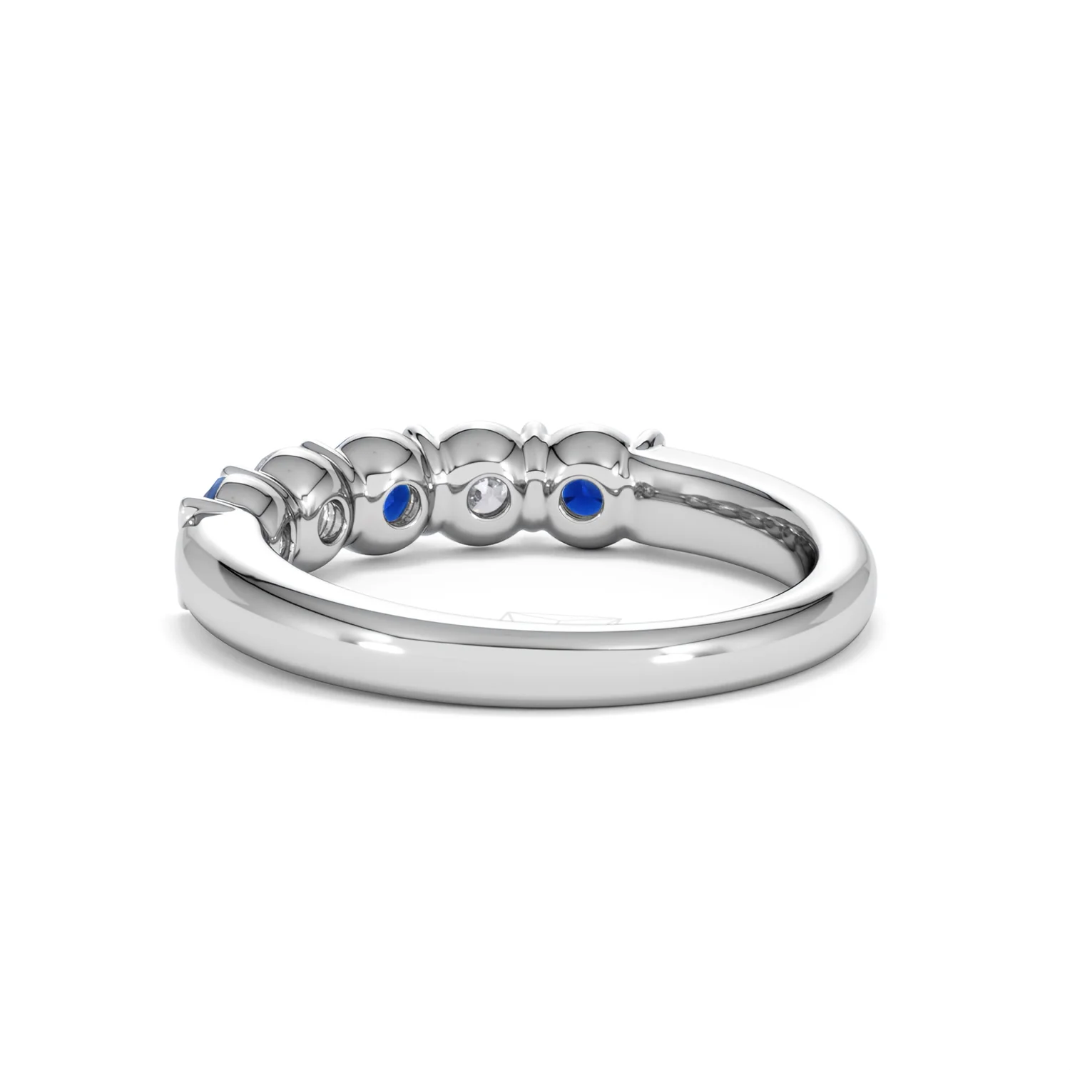 Solene 0.75ct Round Cut Lab Sapphire and Lab Diamond Half Eternity Ring in 18K White Gold - Image 56