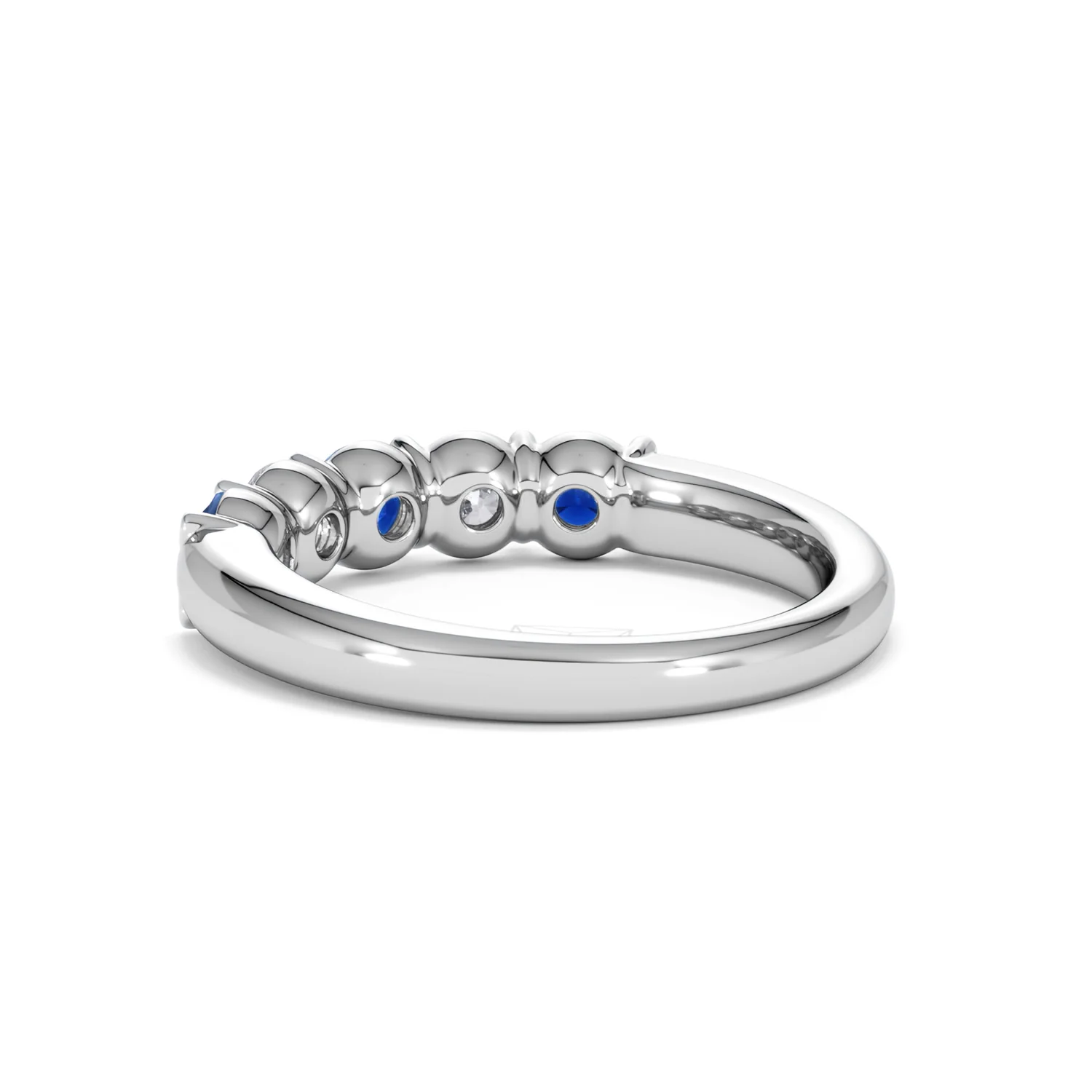 Solene 0.75ct Round Cut Lab Sapphire and Lab Diamond Half Eternity Ring in 18K White Gold - Image 57