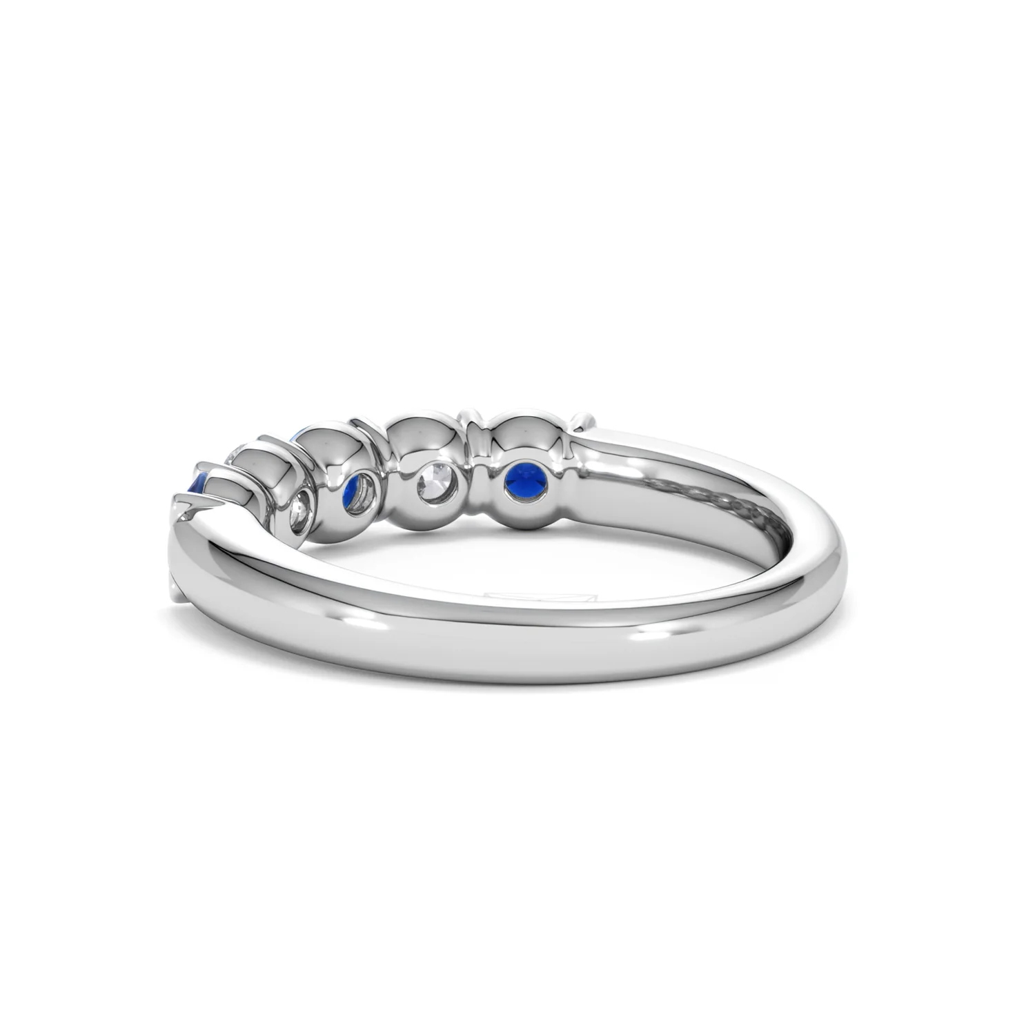 Solene 0.75ct Round Cut Lab Sapphire and Lab Diamond Half Eternity Ring in 18K White Gold - Image 58