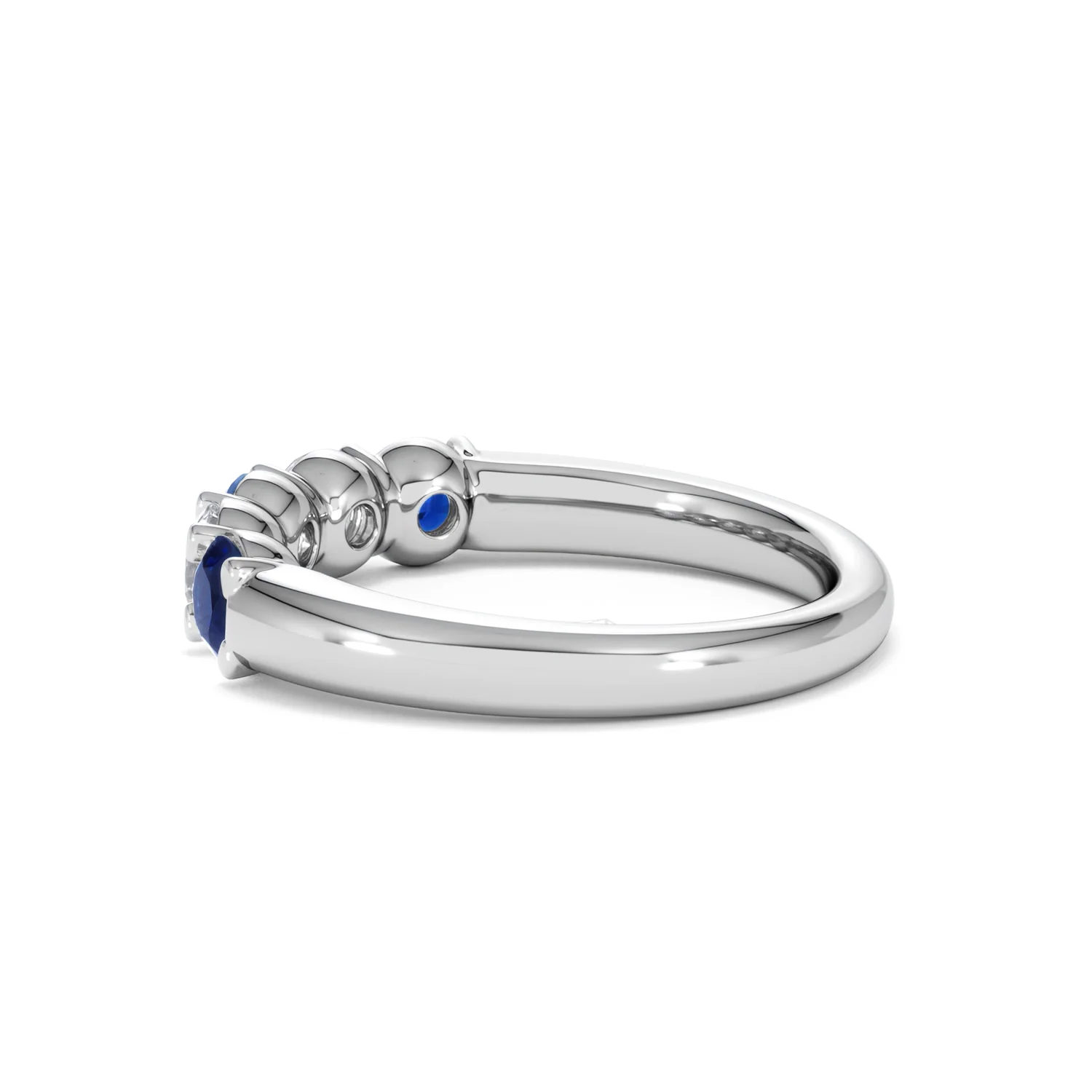 Solene 0.75ct Round Cut Lab Sapphire and Lab Diamond Half Eternity Ring in 18K White Gold - Image 64
