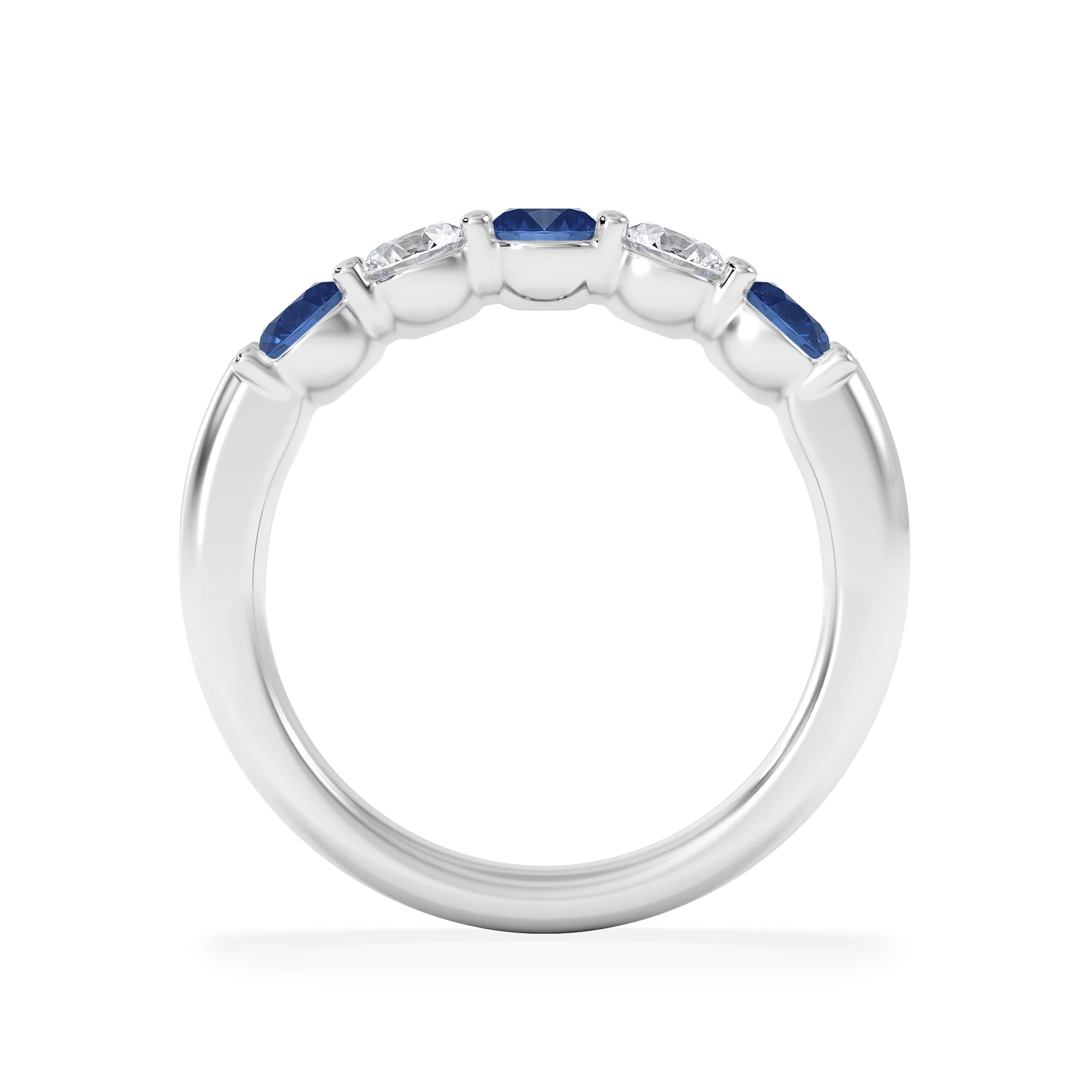 Solene 0.75ct Round Cut Lab Sapphire and Lab Diamond Half Eternity Ring in 18K White Gold - Image 7
