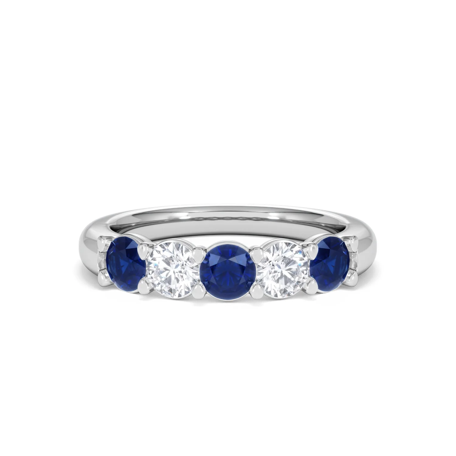 Solene 0.75ct Round Cut Lab Sapphire and Lab Diamond Half Eternity Ring in 18K White Gold - Image 9