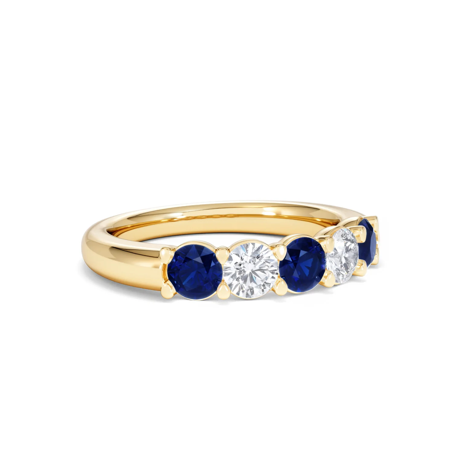 Solene 0.75ct Round Cut Lab Sapphire and Lab Diamond Half Eternity Ring in 18K Yellow Gold - Image 16