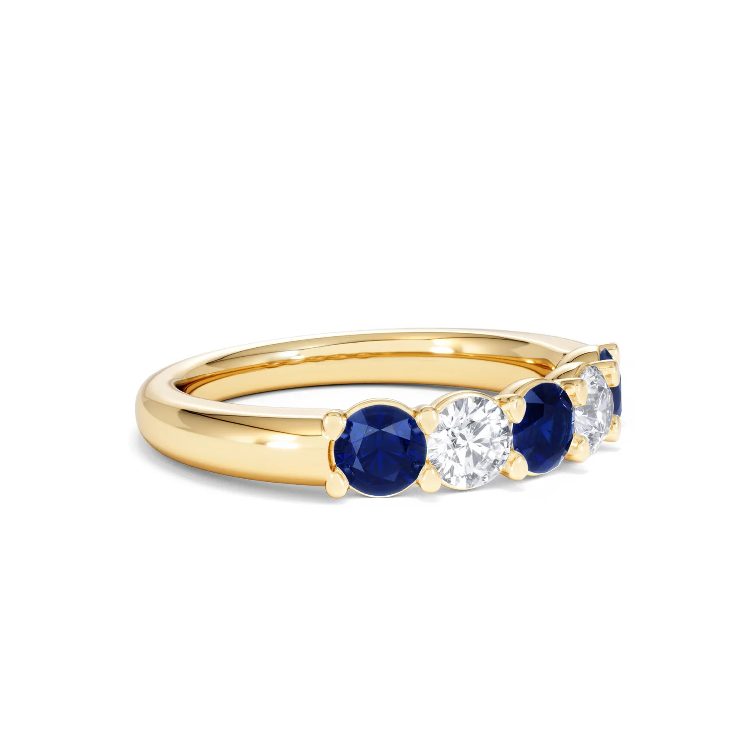 Solene 0.75ct Round Cut Lab Sapphire and Lab Diamond Half Eternity Ring in 18K Yellow Gold - Image 19