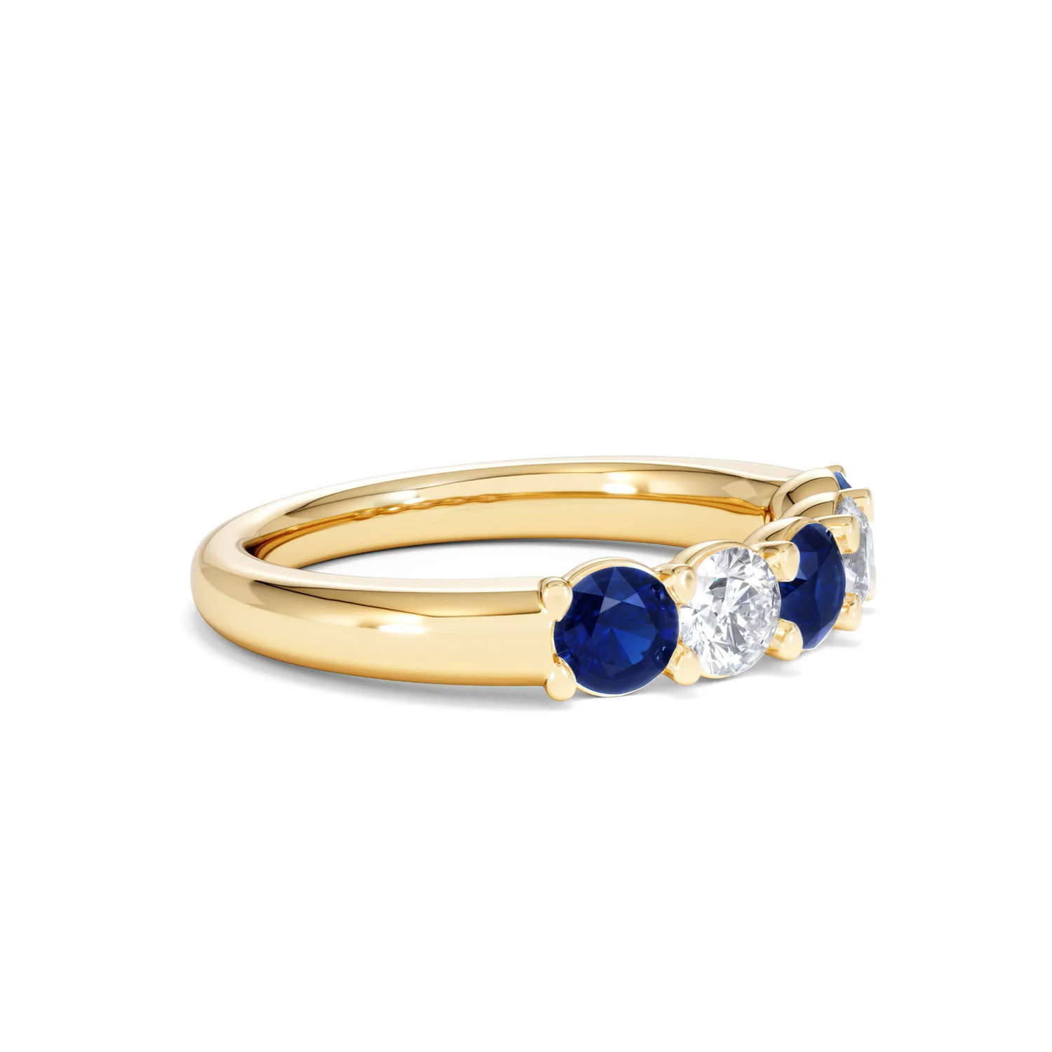 Solene 0.75ct Round Cut Lab Sapphire and Lab Diamond Half Eternity Ring in 18K Yellow Gold - Image 22