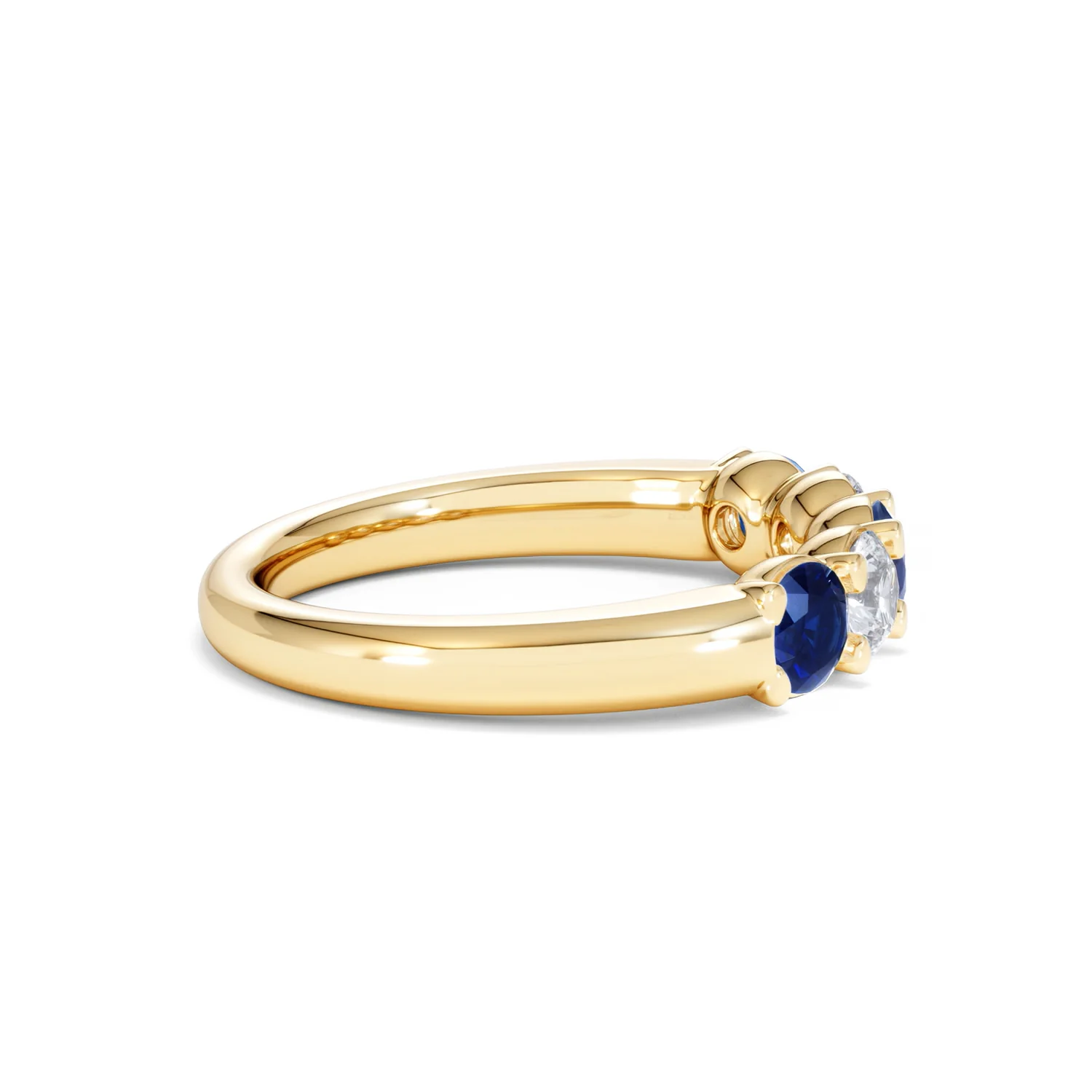 Solene 0.75ct Round Cut Lab Sapphire and Lab Diamond Half Eternity Ring in 18K Yellow Gold - Image 29