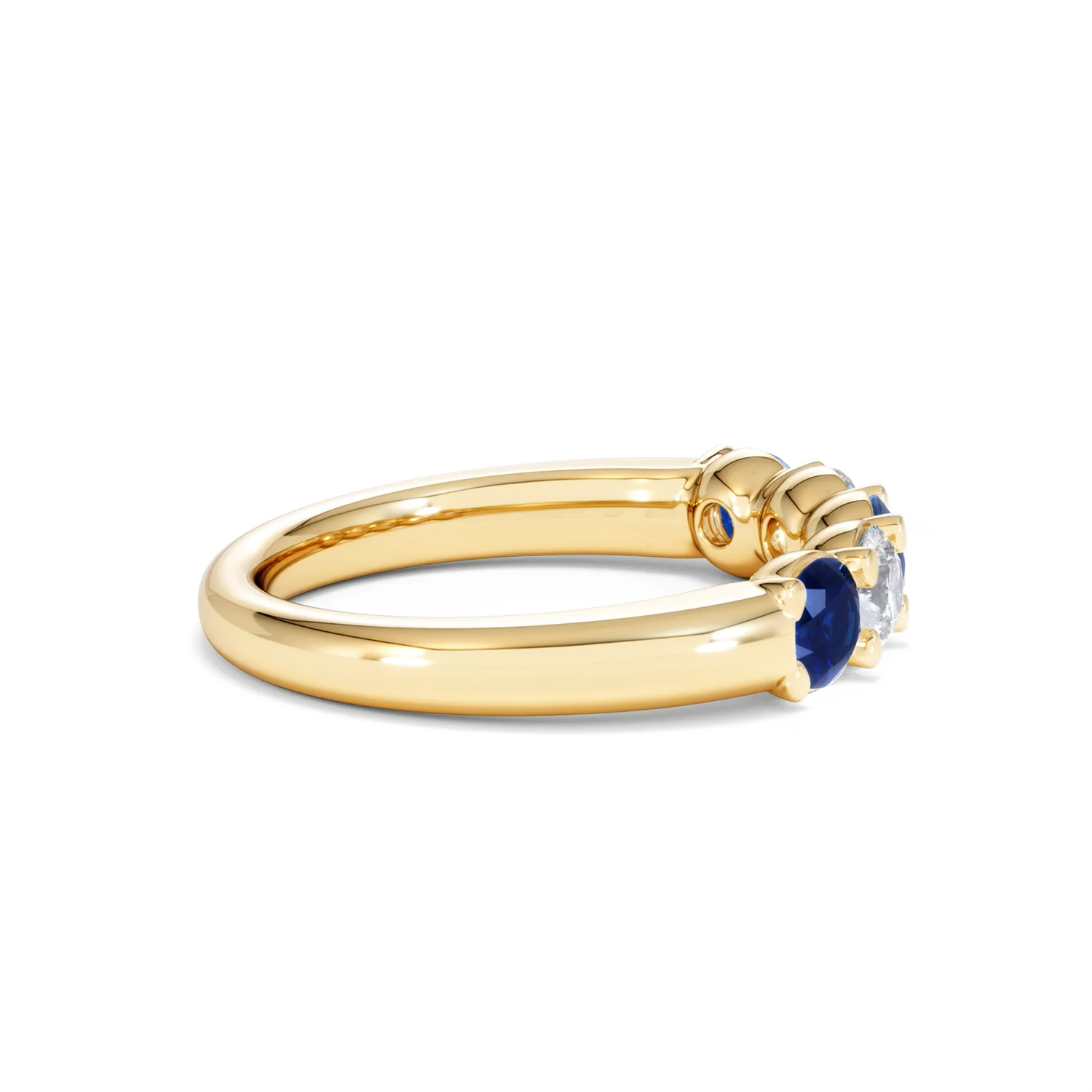 Solene 0.75ct Round Cut Lab Sapphire and Lab Diamond Half Eternity Ring in 18K Yellow Gold - Image 30