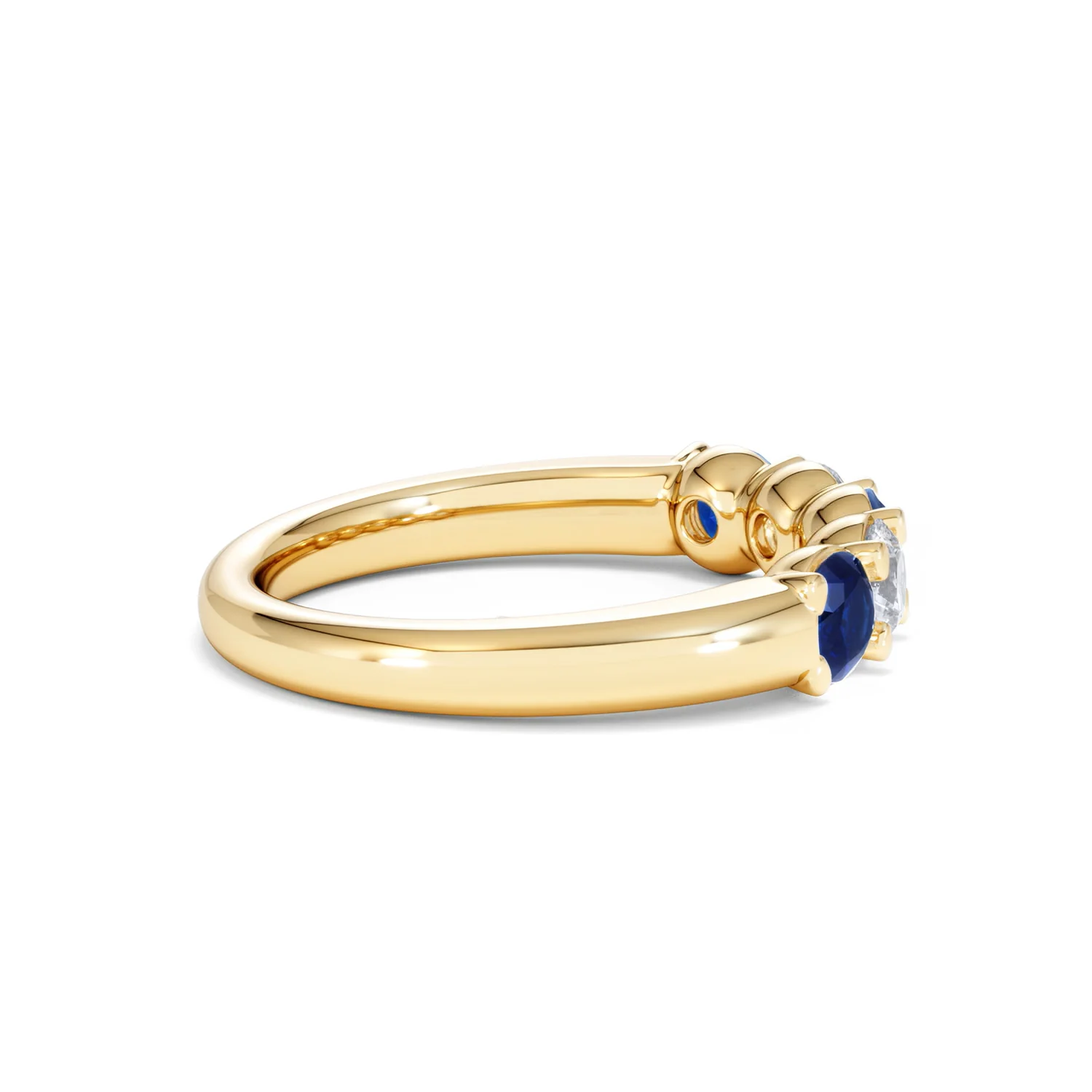 Solene 0.75ct Round Cut Lab Sapphire and Lab Diamond Half Eternity Ring in 18K Yellow Gold - Image 31