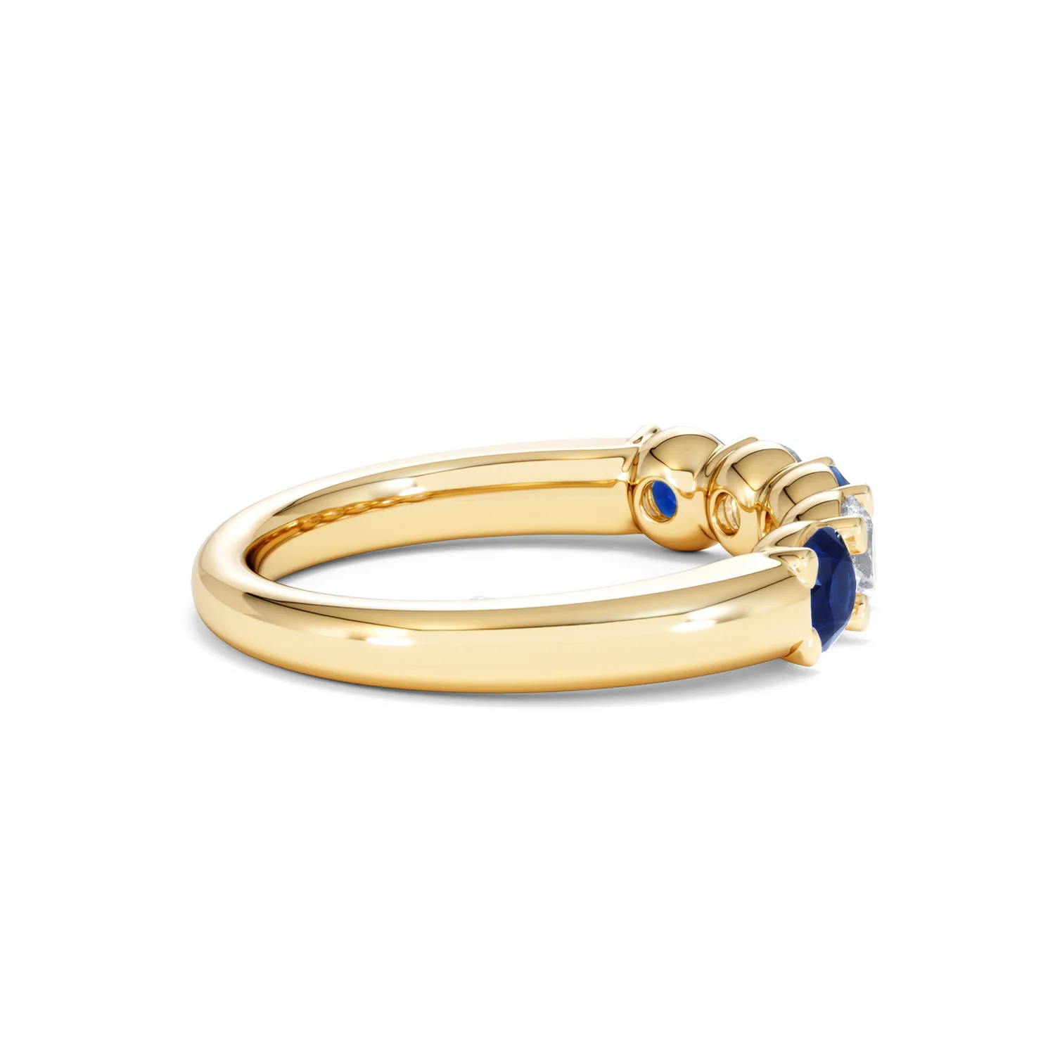 Solene 0.75ct Round Cut Lab Sapphire and Lab Diamond Half Eternity Ring in 18K Yellow Gold - Image 32