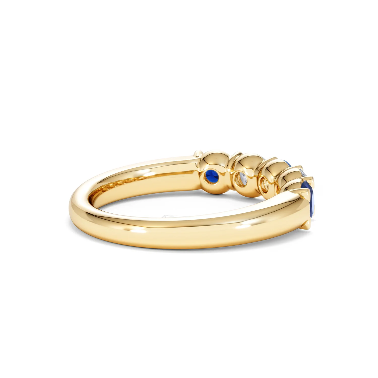 Solene 0.75ct Round Cut Lab Sapphire and Lab Diamond Half Eternity Ring in 18K Yellow Gold - Image 36