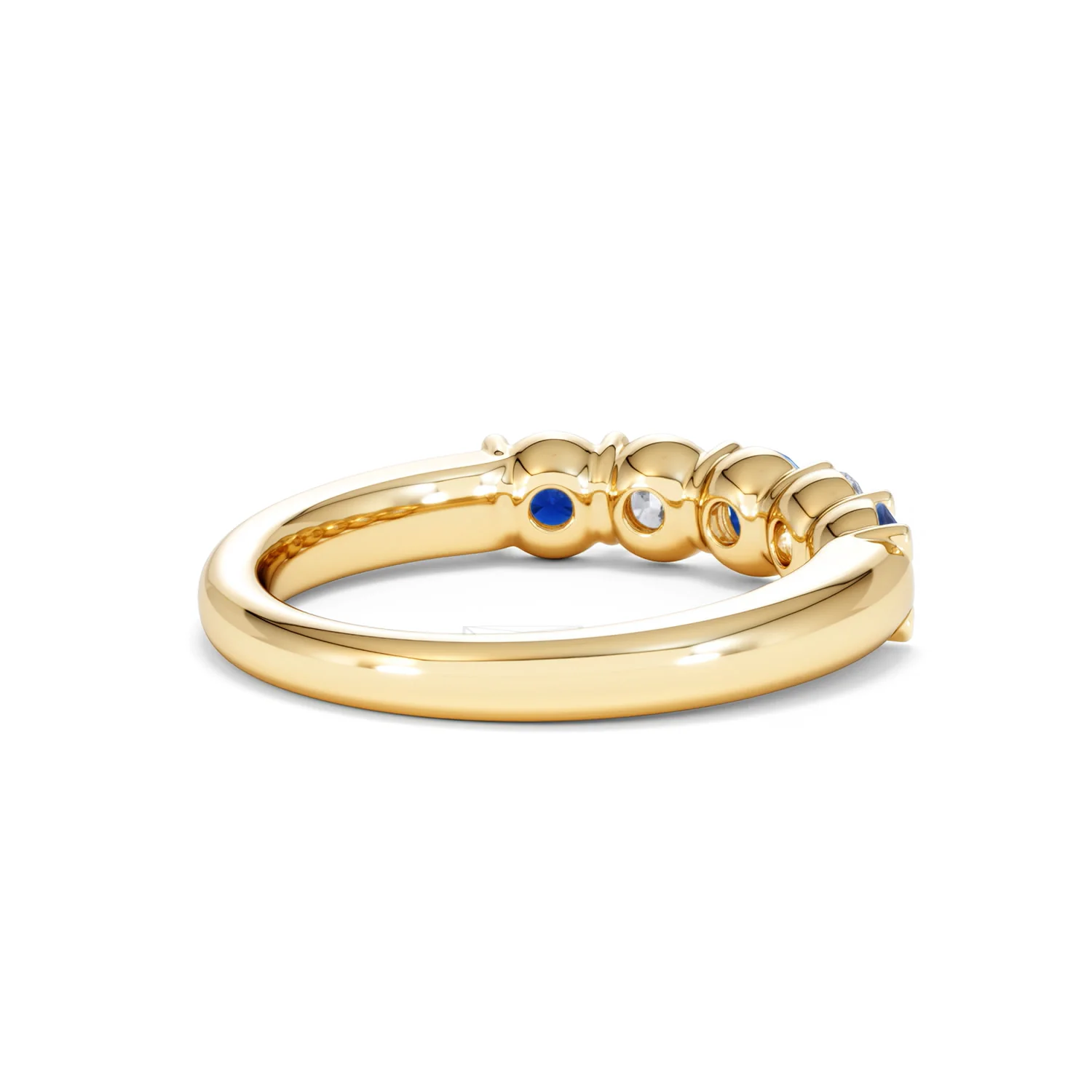 Solene 0.75ct Round Cut Lab Sapphire and Lab Diamond Half Eternity Ring in 18K Yellow Gold - Image 39