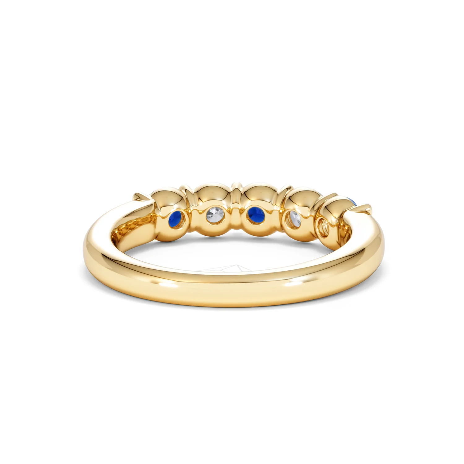 Solene 0.75ct Round Cut Lab Sapphire and Lab Diamond Half Eternity Ring in 18K Yellow Gold - Image 46