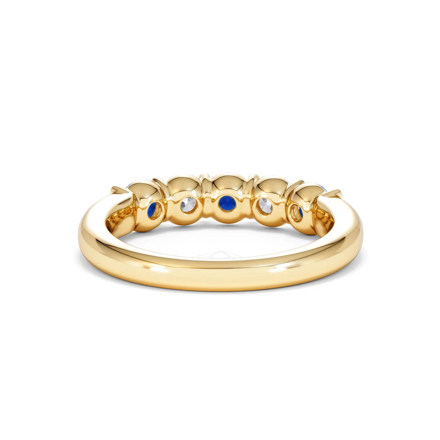 Solene 0.75ct Round Cut Lab Sapphire and Lab Diamond Half Eternity Ring in 18K Yellow Gold - Image 48