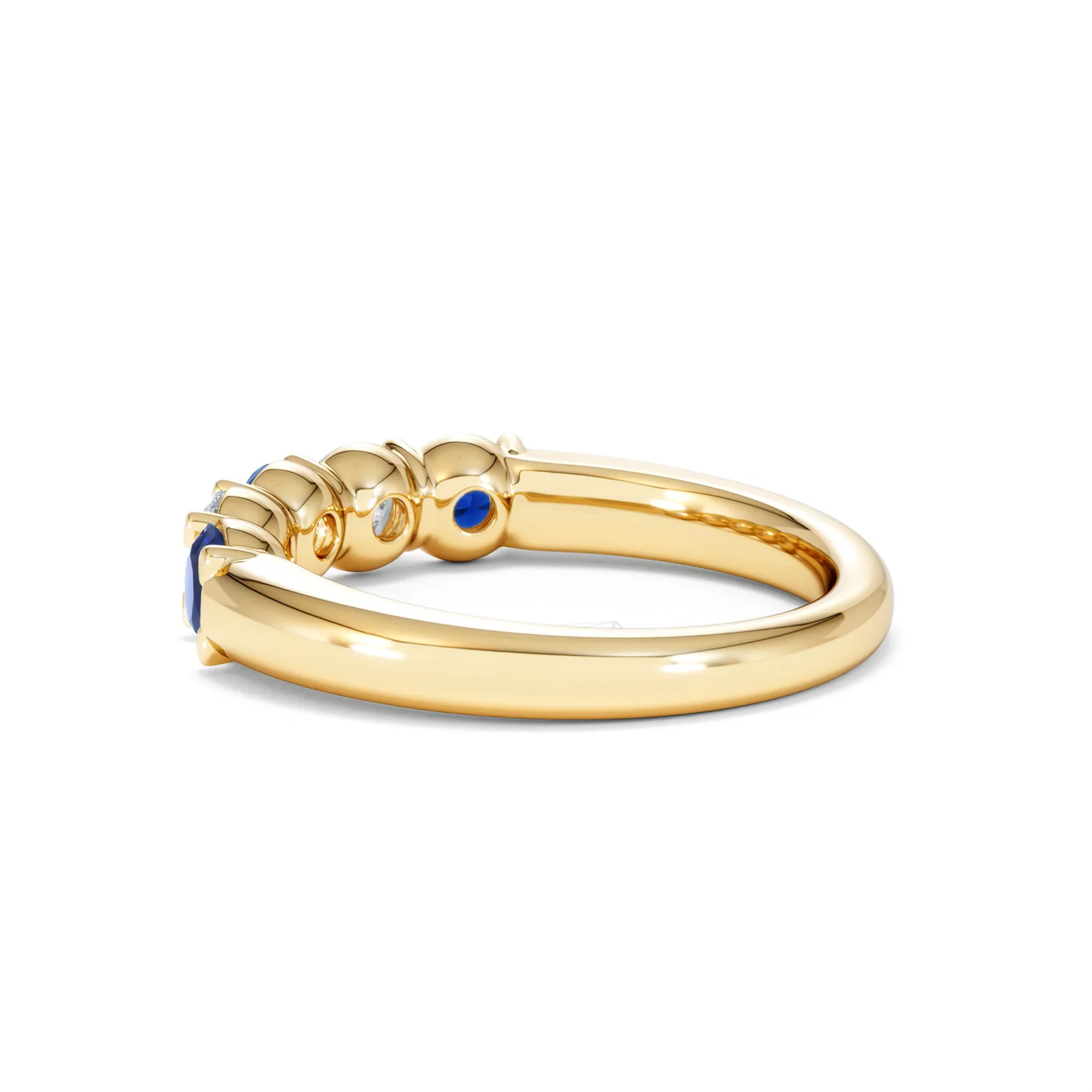 Solene 0.75ct Round Cut Lab Sapphire and Lab Diamond Half Eternity Ring in 18K Yellow Gold - Image 62