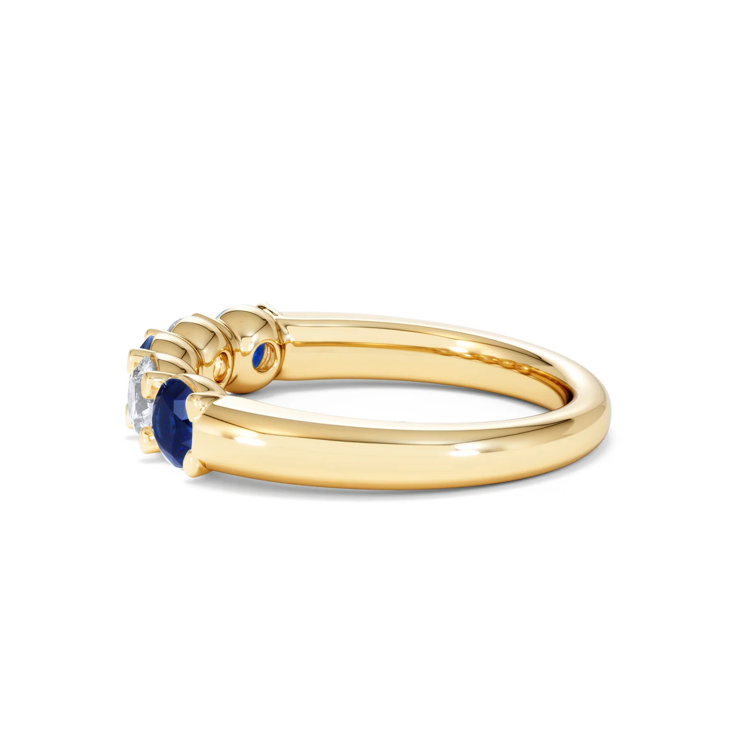 Solene 0.75ct Round Cut Lab Sapphire and Lab Diamond Half Eternity Ring in 18K Yellow Gold - Image 67