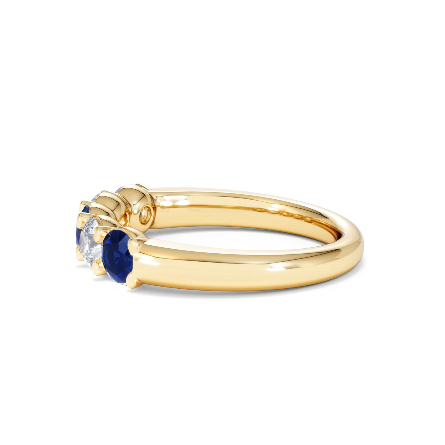 Solene 0.75ct Round Cut Lab Sapphire and Lab Diamond Half Eternity Ring in 18K Yellow Gold - Image 69