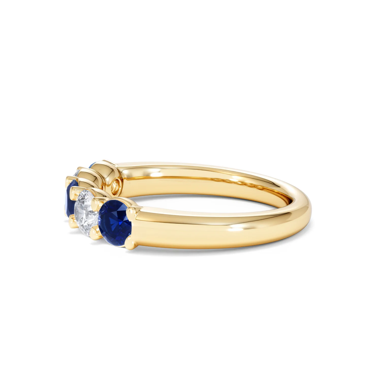 Solene 0.75ct Round Cut Lab Sapphire and Lab Diamond Half Eternity Ring in 18K Yellow Gold - Image 71
