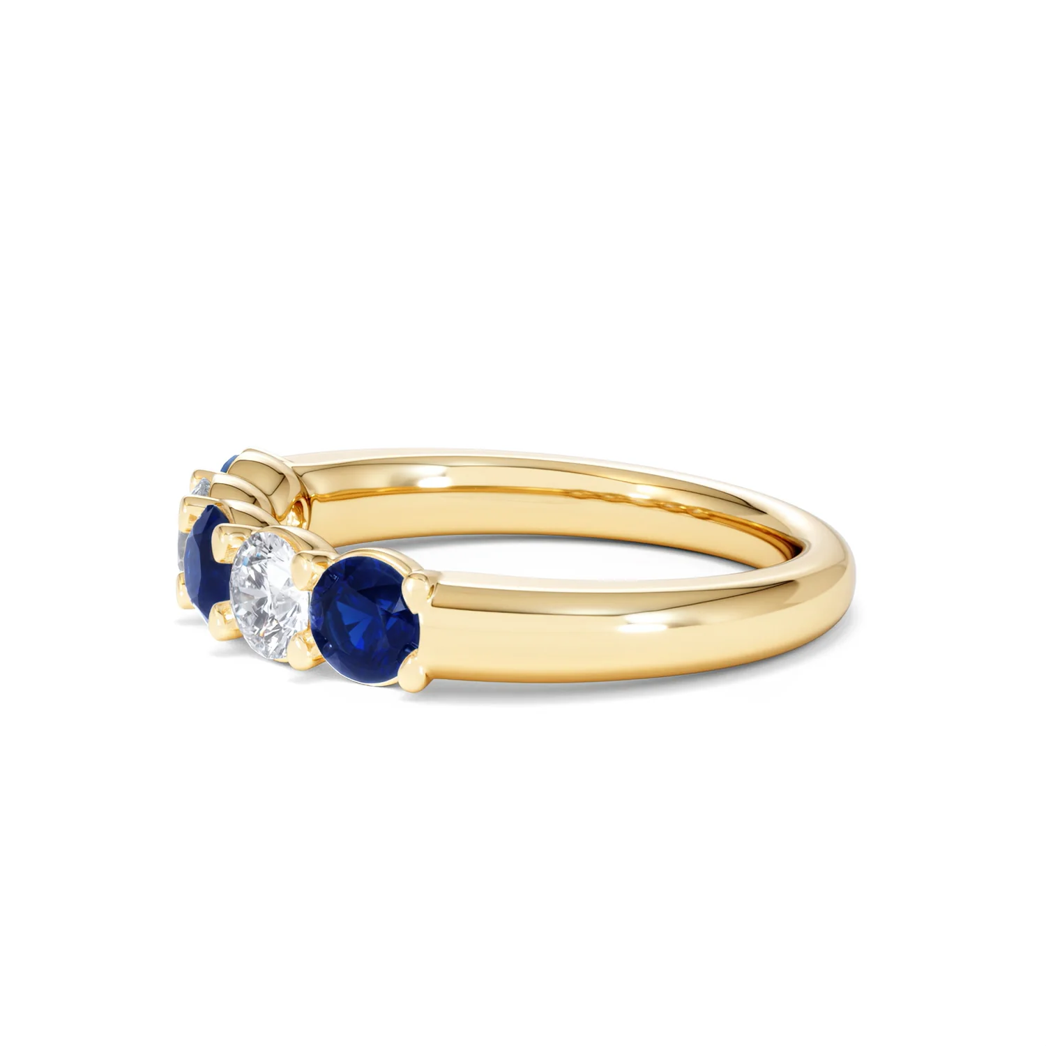 Solene 0.75ct Round Cut Lab Sapphire and Lab Diamond Half Eternity Ring in 18K Yellow Gold - Image 73