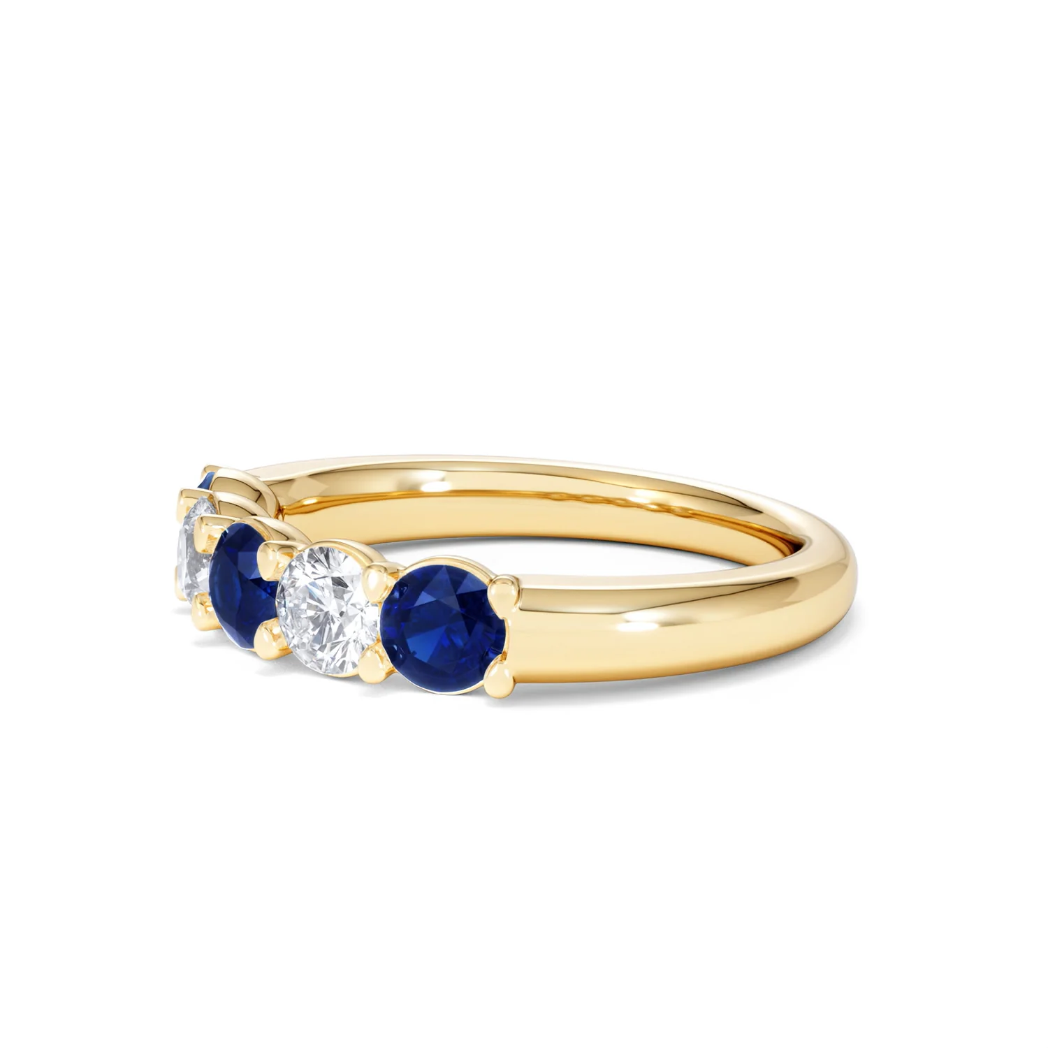 Solene 0.75ct Round Cut Lab Sapphire and Lab Diamond Half Eternity Ring in 18K Yellow Gold - Image 76