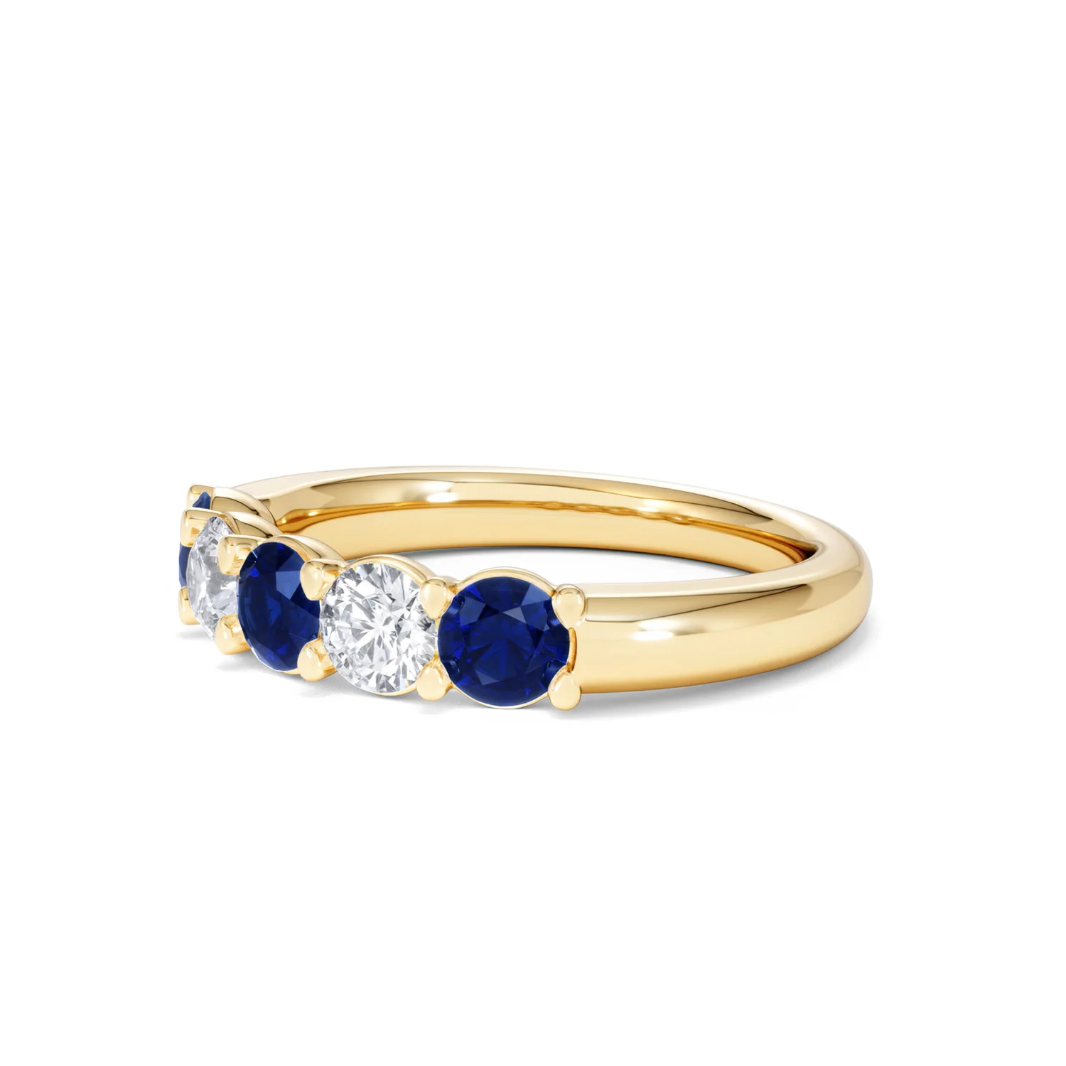 Solene 0.75ct Round Cut Lab Sapphire and Lab Diamond Half Eternity Ring in 18K Yellow Gold - Image 78