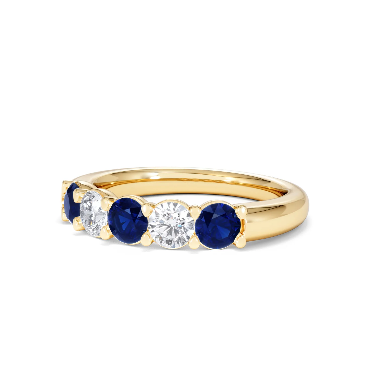 Solene 0.75ct Round Cut Lab Sapphire and Lab Diamond Half Eternity Ring in 18K Yellow Gold - Image 82