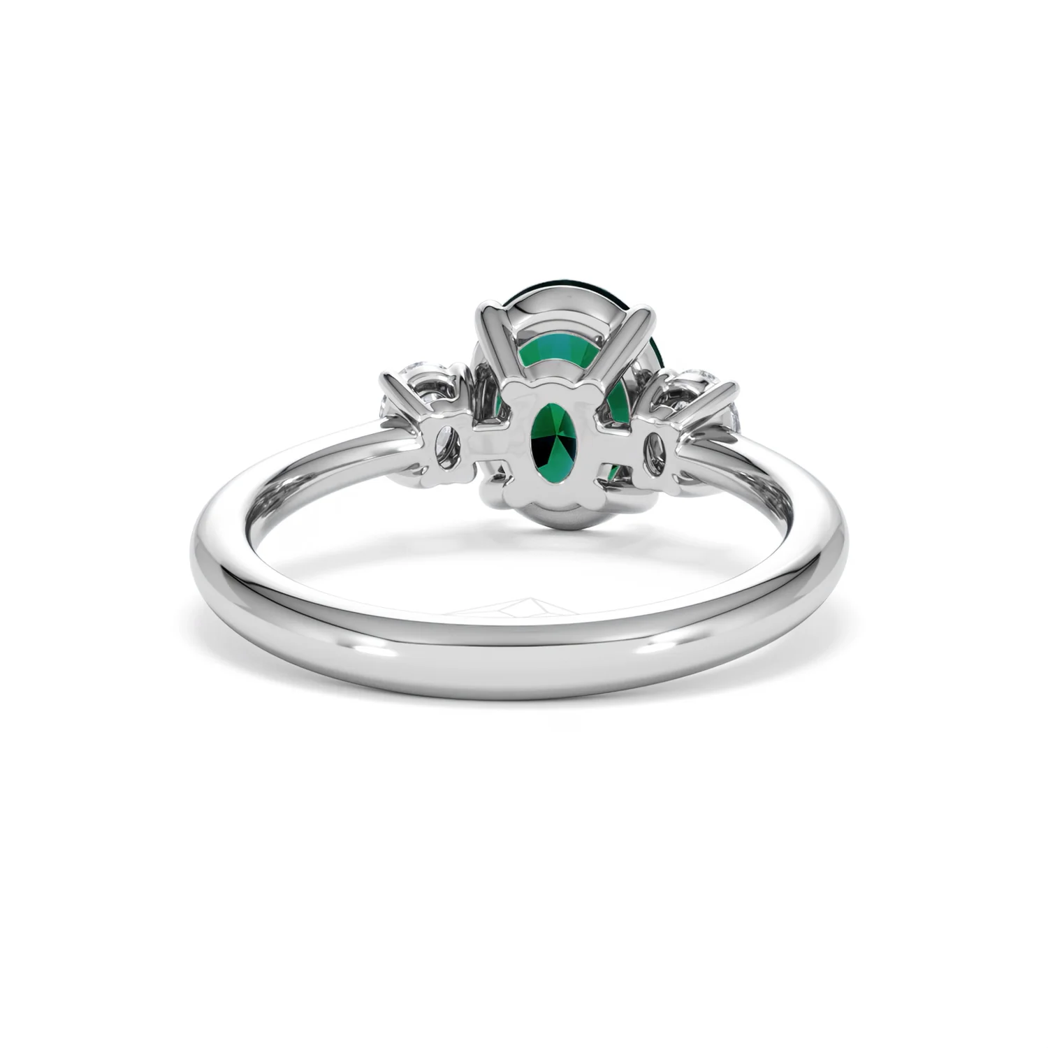 Solene 2.00ct Oval Cut Lab Emerald and Lab Diamond 3 Stone Engagement Ring in 18K White Gold - Image 47