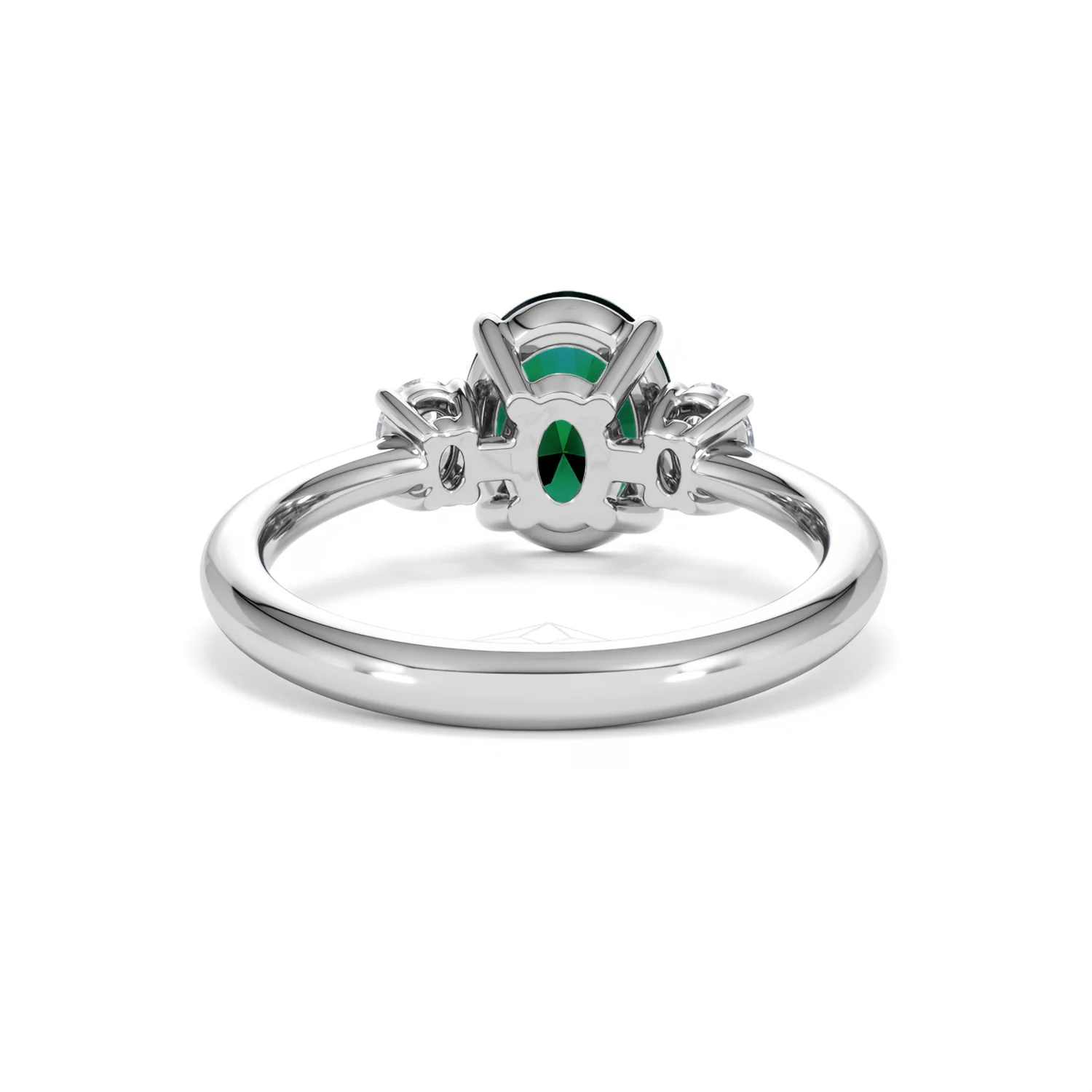 Solene 2.00ct Oval Cut Lab Emerald and Lab Diamond 3 Stone Engagement Ring in 18K White Gold - Image 48