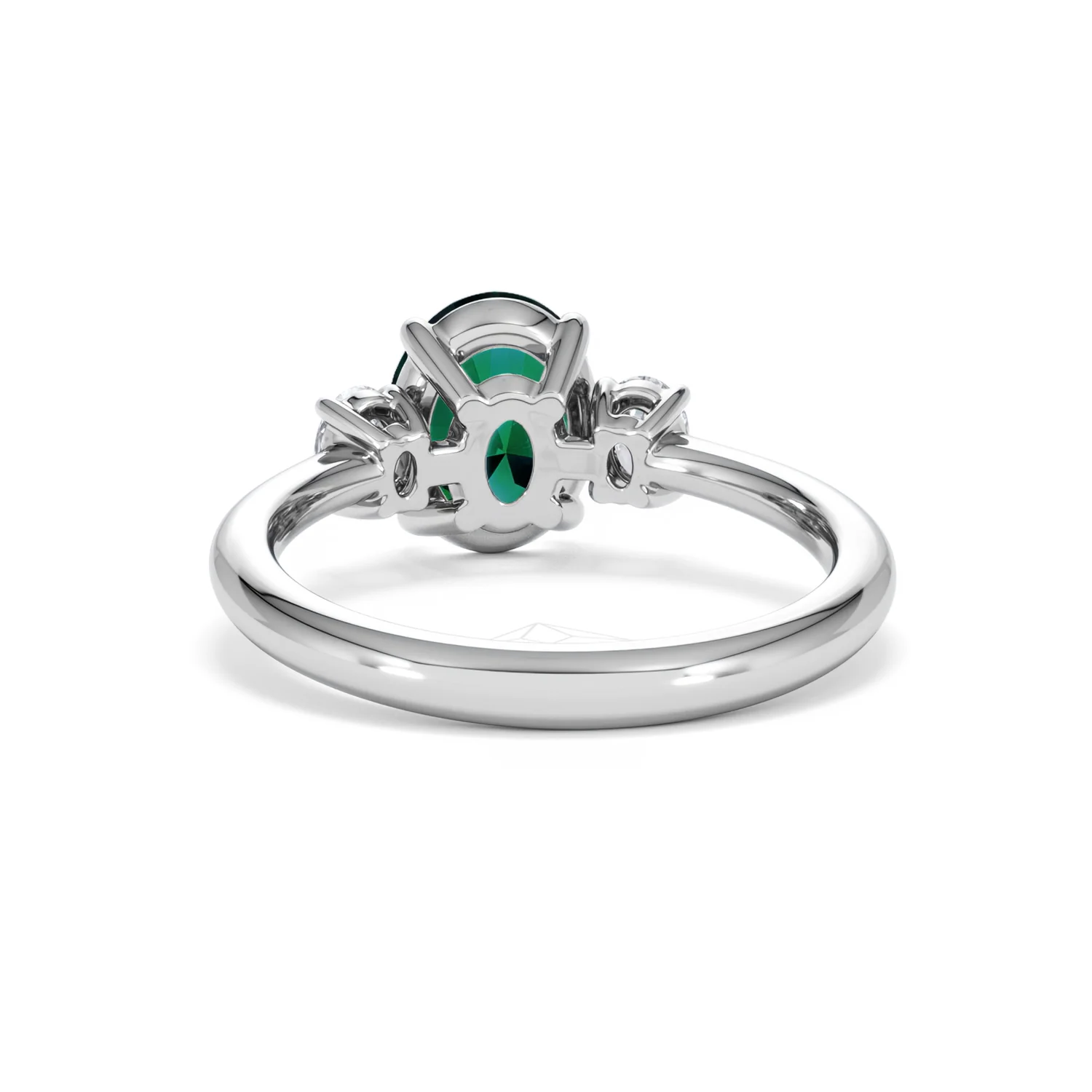 Solene 2.00ct Oval Cut Lab Emerald and Lab Diamond 3 Stone Engagement Ring in 18K White Gold - Image 51