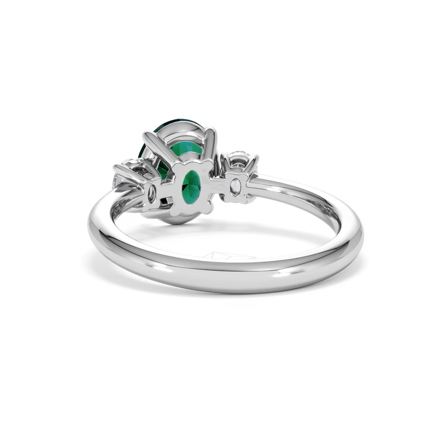 Solene 2.00ct Oval Cut Lab Emerald and Lab Diamond 3 Stone Engagement Ring in 18K White Gold - Image 53