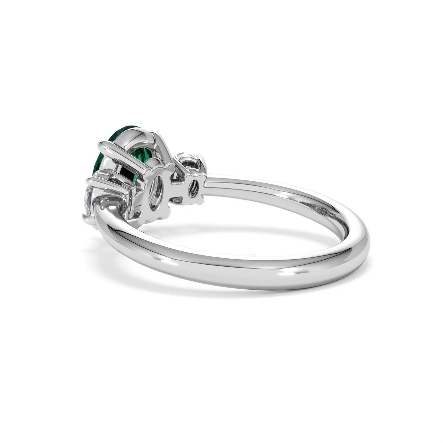 Solene 2.00ct Oval Cut Lab Emerald and Lab Diamond 3 Stone Engagement Ring in 18K White Gold - Image 59