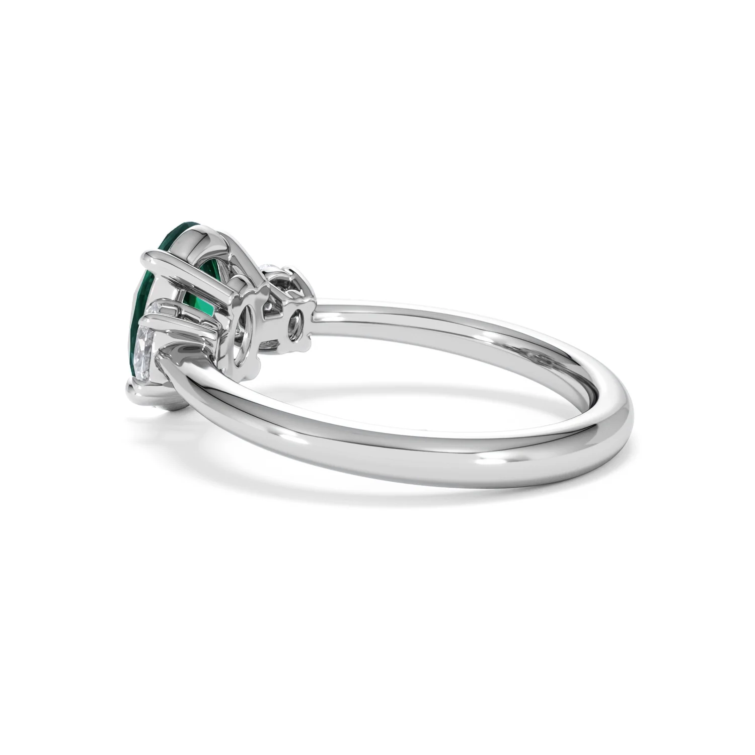 Solene 2.00ct Oval Cut Lab Emerald and Lab Diamond 3 Stone Engagement Ring in 18K White Gold - Image 62
