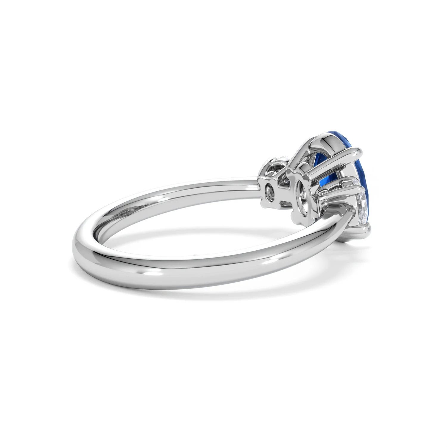 Solene 2.00ct Oval Cut Lab Sapphire and Lab Diamond  3 Stone Engament Ring in 18K White Gold - Image 36