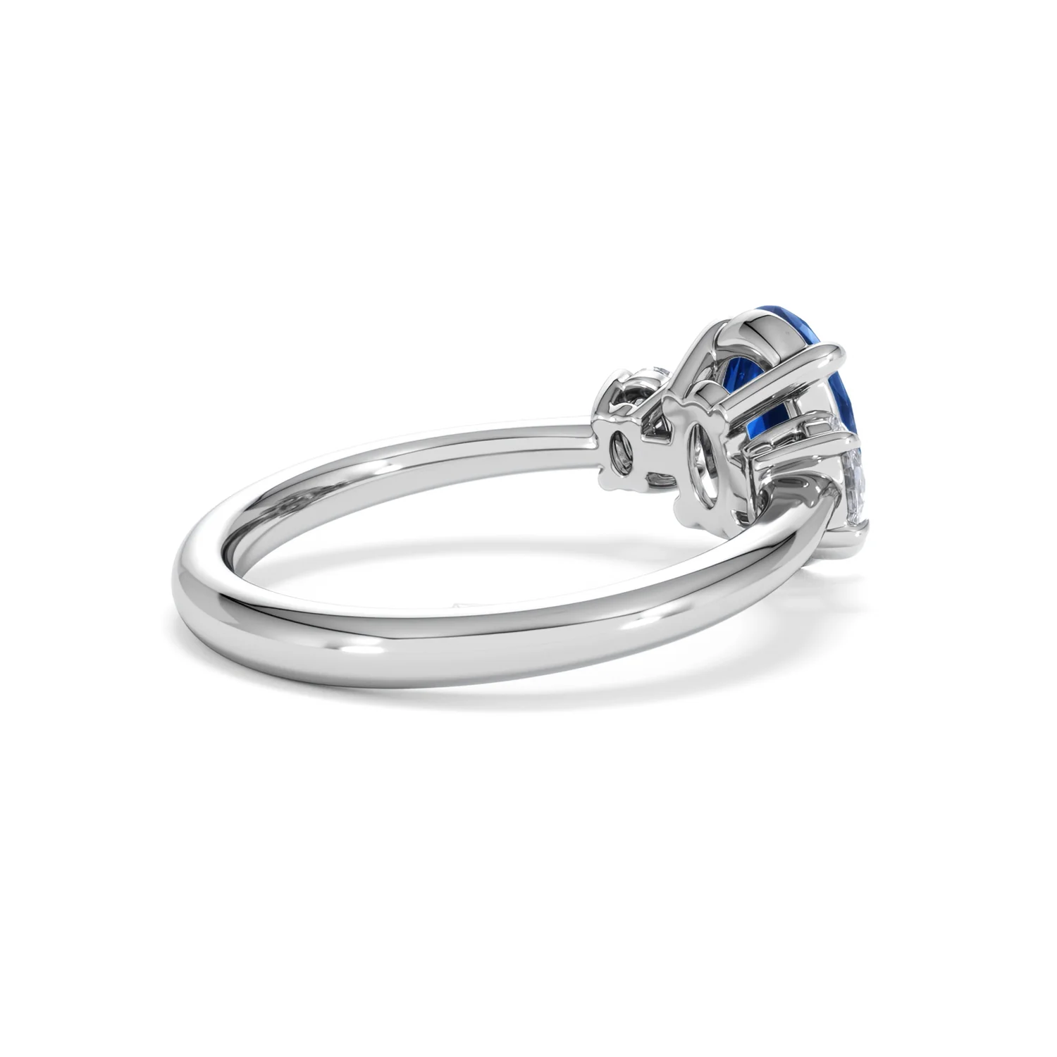 Solene 2.00ct Oval Cut Lab Sapphire and Lab Diamond  3 Stone Engament Ring in 18K White Gold - Image 37