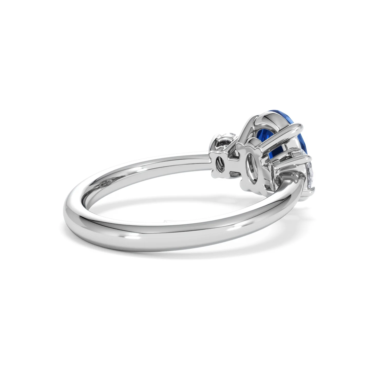 Solene 2.00ct Oval Cut Lab Sapphire and Lab Diamond  3 Stone Engament Ring in 18K White Gold - Image 38