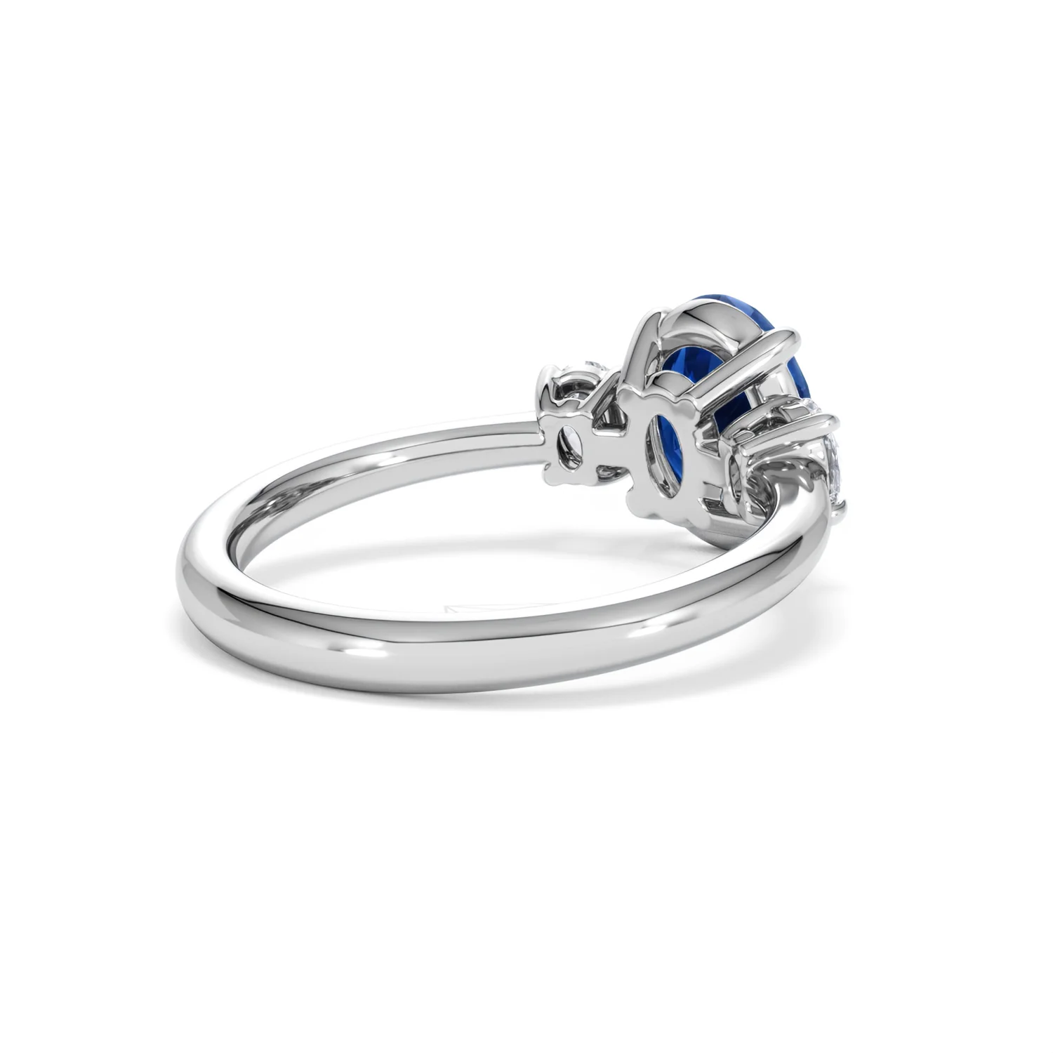 Solene 2.00ct Oval Cut Lab Sapphire and Lab Diamond  3 Stone Engament Ring in 18K White Gold - Image 40