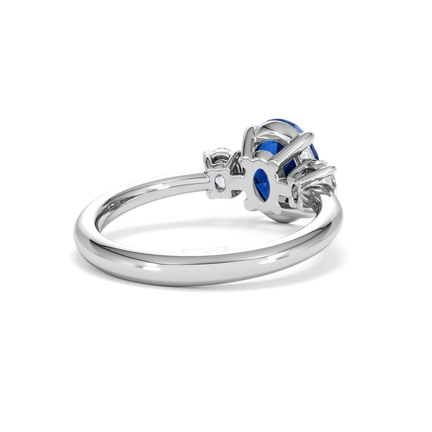 Solene 2.00ct Oval Cut Lab Sapphire and Lab Diamond  3 Stone Engament Ring in 18K White Gold - Image 42